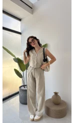 Zenya Yelek - İpli Pantolon Takım - Mint