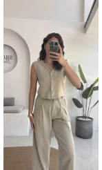 Zenya Yelek - İpli Pantolon Takım - Mint