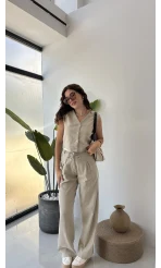 Zenya Yelek - İpli Pantolon Takım - Mint
