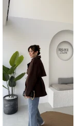 Zoya Deri İpli Kısa Trençkot - Acı Kahve - Kod: 7488