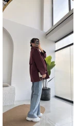 Zoya Deri İpli Kısa Trençkot - Bordo - Kod: 7488