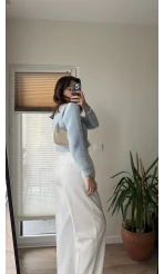 Zr Kumaş Palazzo Pantolon Beyaz