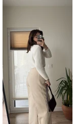 Zr Kumaş Palazzo Pantolon Krem