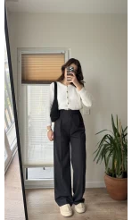 Zr Kumaş Palazzo Pantolon Siyah