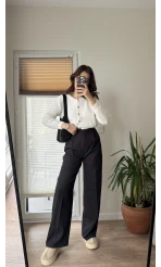 Zr Kumaş Palazzo Pantolon Siyah