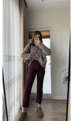 Zr Meyla Bordo Tonları Rengi Slim Fit Jean
