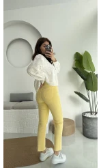 Meyla Sarı Slim Fit Jean Pantolon