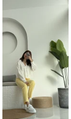 Meyla Sarı Slim Fit Jean Pantolon