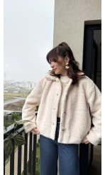 Zr Model Düğmeli Peluş Astarlı Ceket