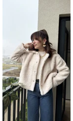 Zr Model Düğmeli Peluş Astarlı Ceket