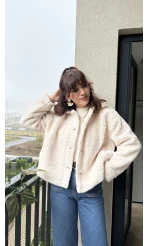 Zr Model Düğmeli Peluş Astarlı Ceket