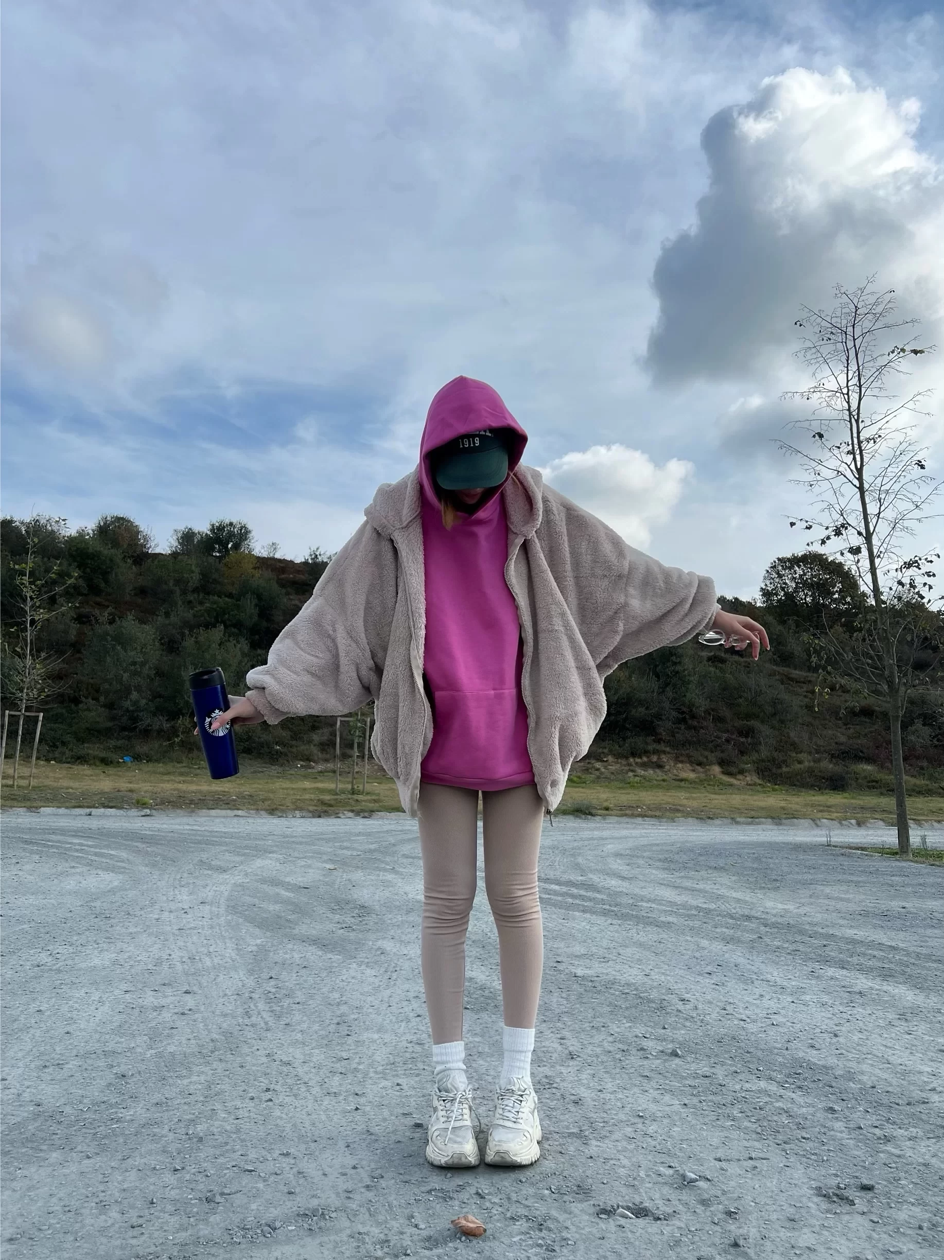 Oversize Pembe Kapüşonlu Sweat