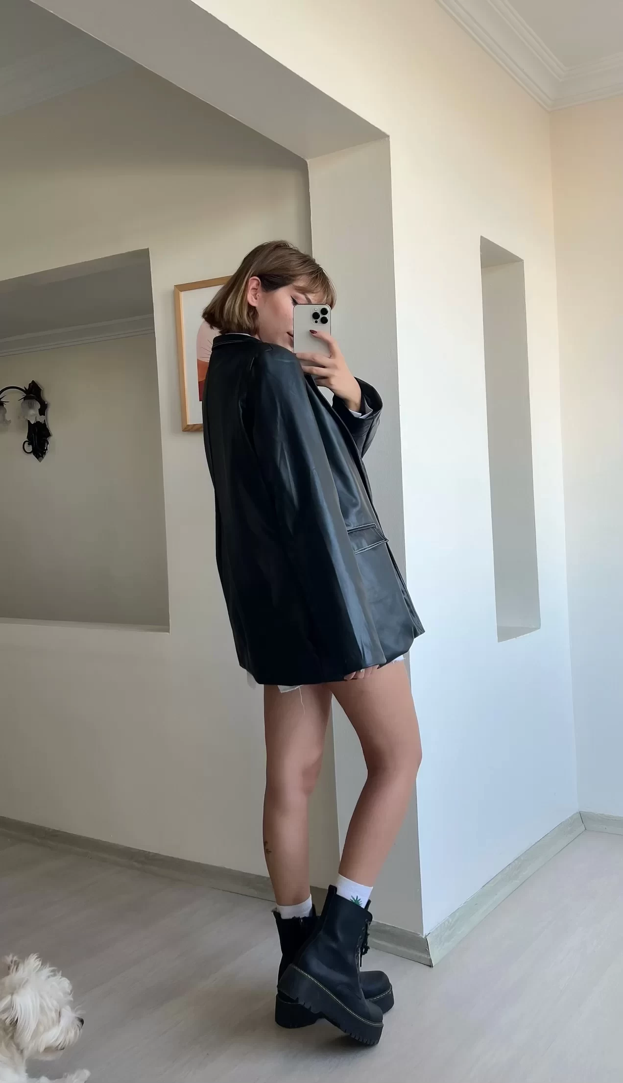 Siyah Blazer Deri Ceket
