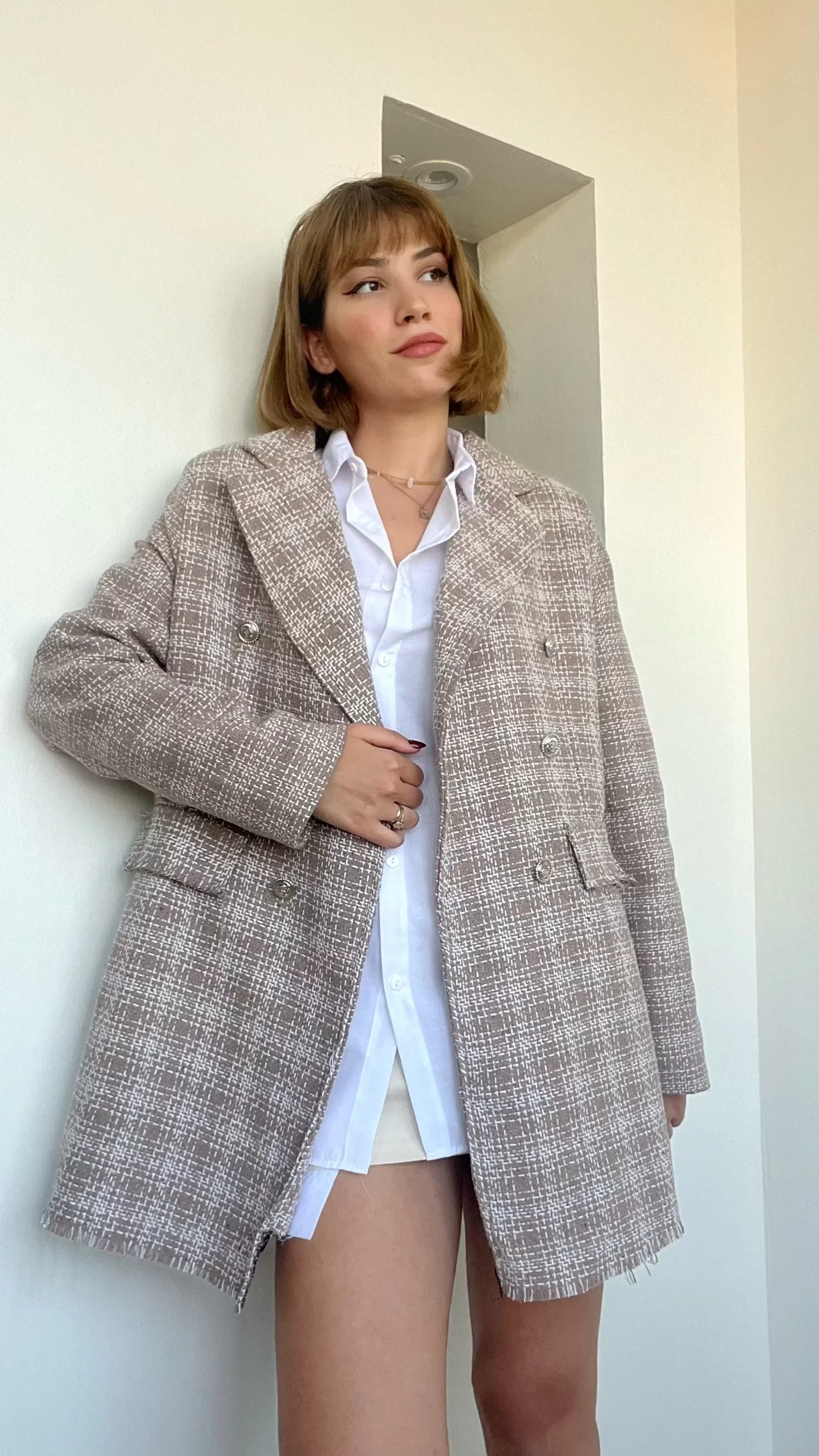 Tüvit Blazer Krem Ceket