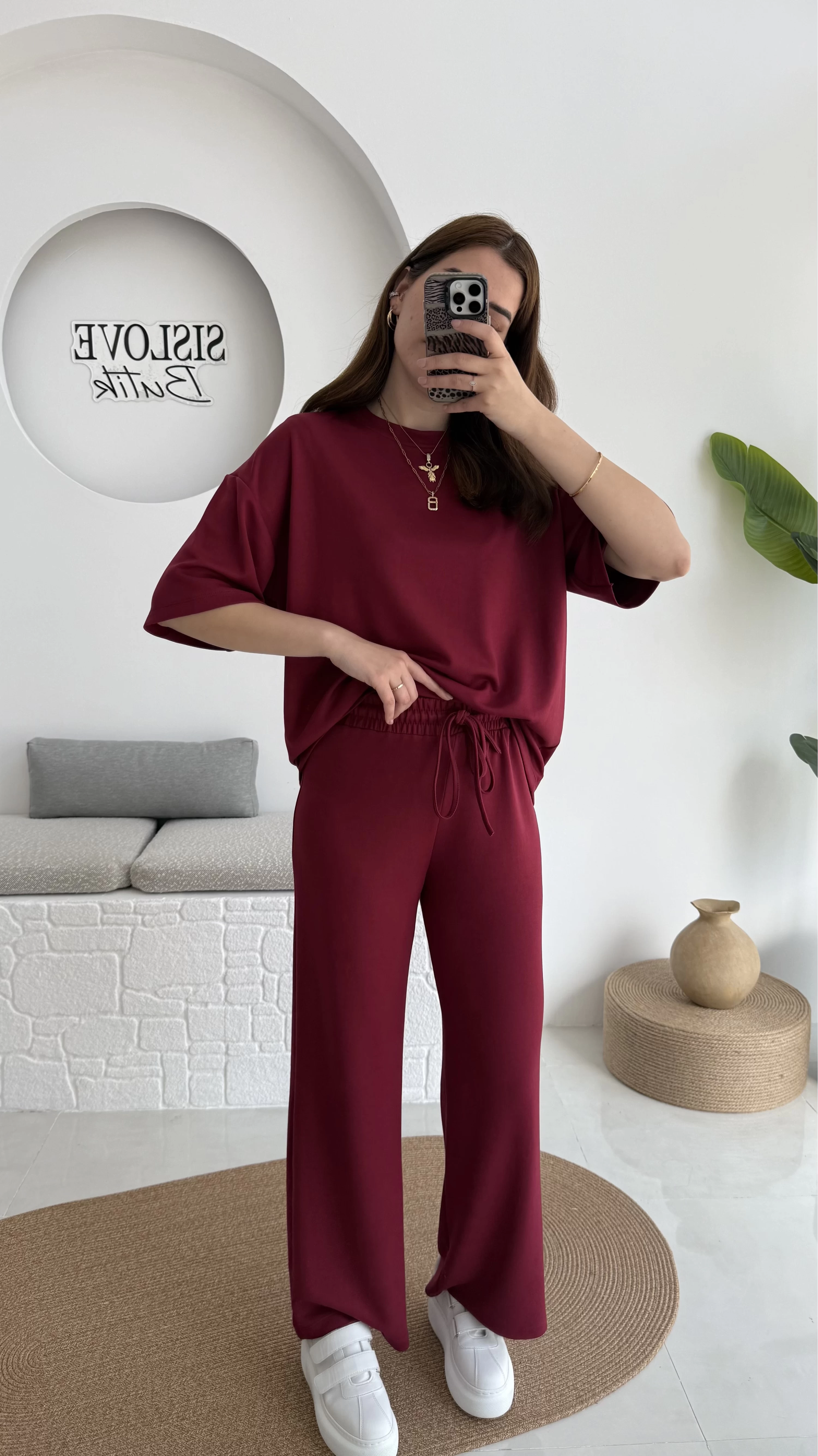 2 İplik Oys Kumaş Eşofman Takımı Bordo