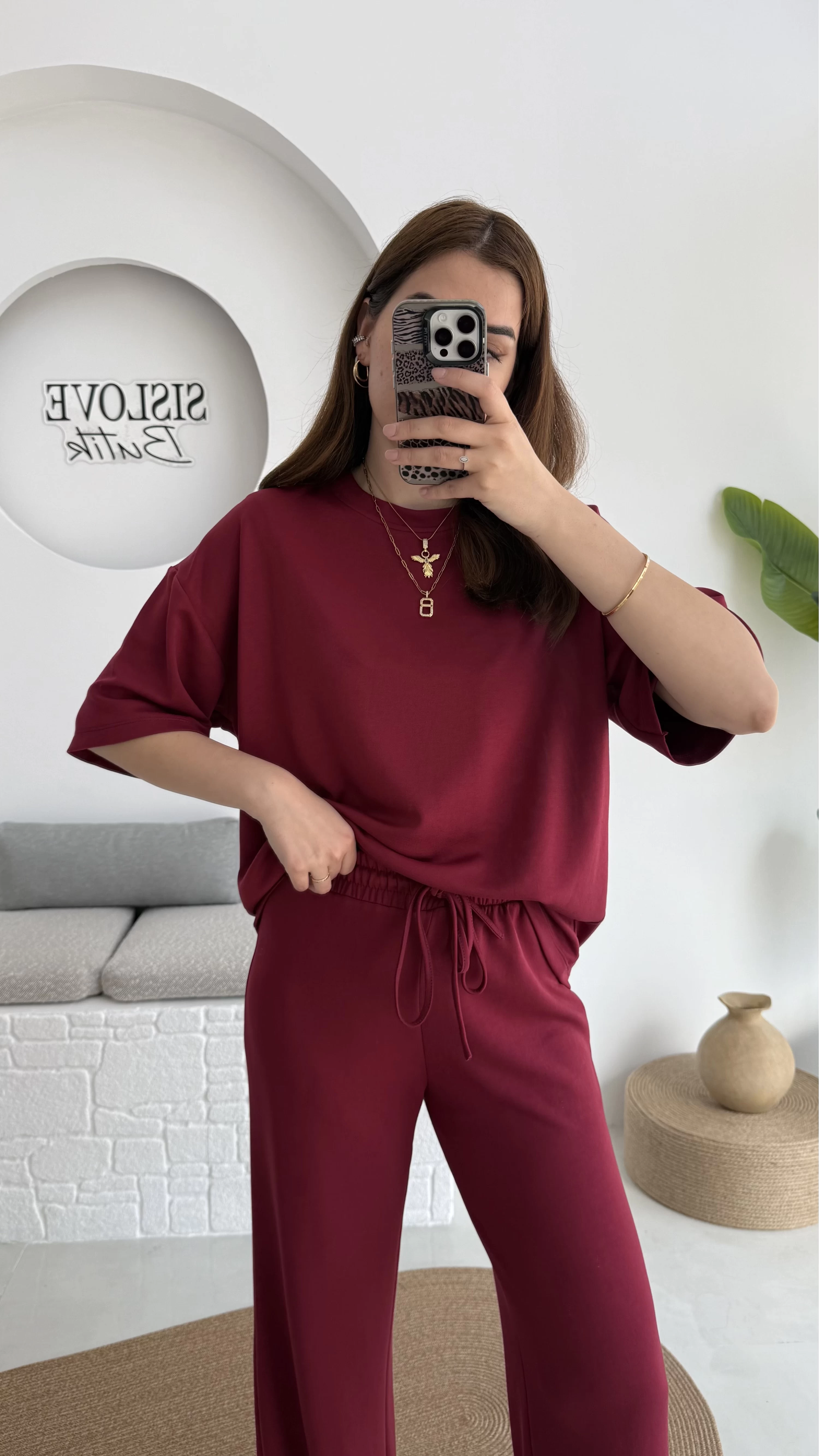 2 İplik Oys Kumaş Eşofman Takımı Bordo