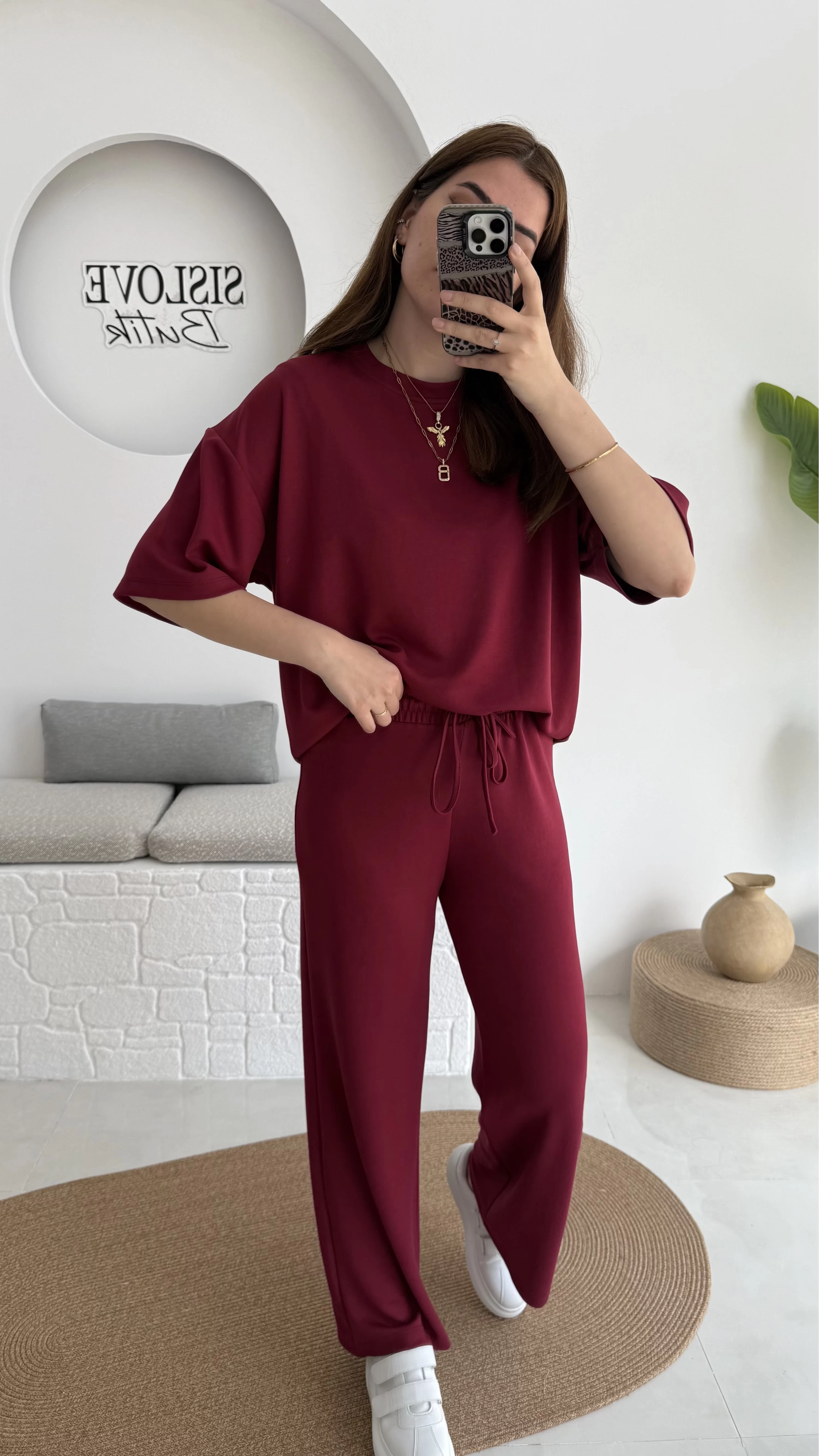 2 İplik Oys Kumaş Eşofman Takımı Bordo