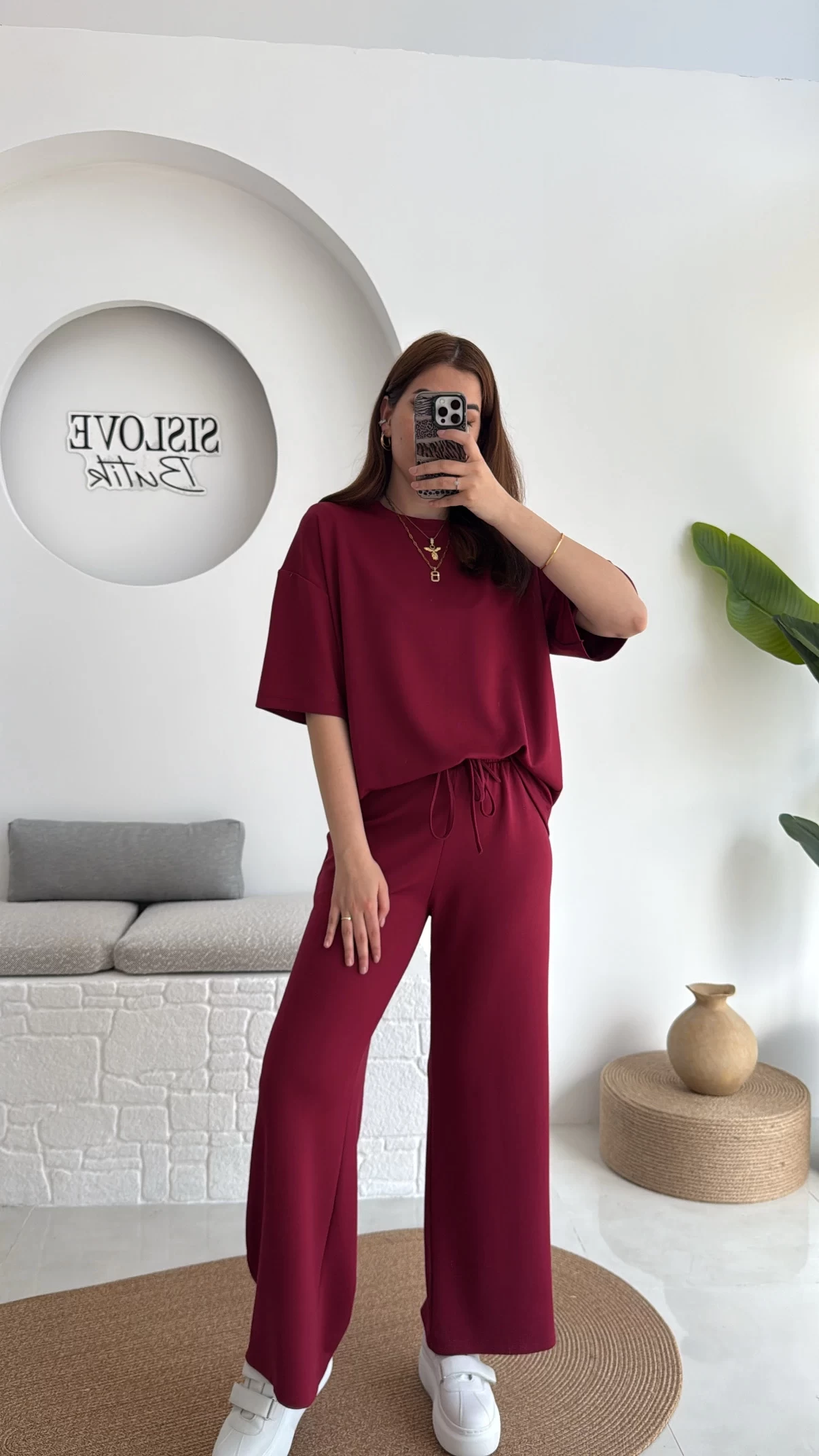 2 İplik Oys Kumaş Eşofman Takımı Bordo