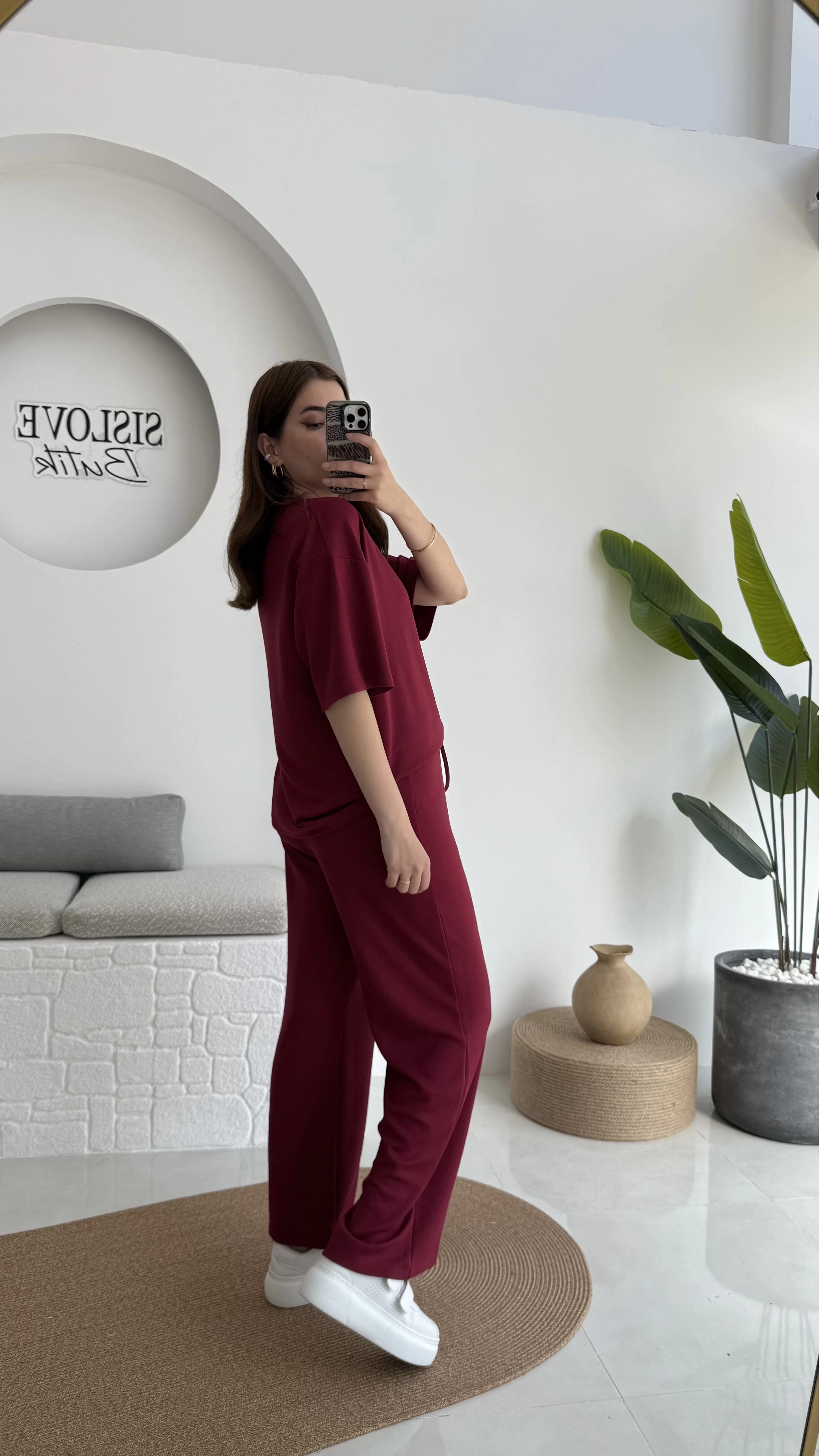 2 İplik Oys Kumaş Eşofman Takımı Bordo