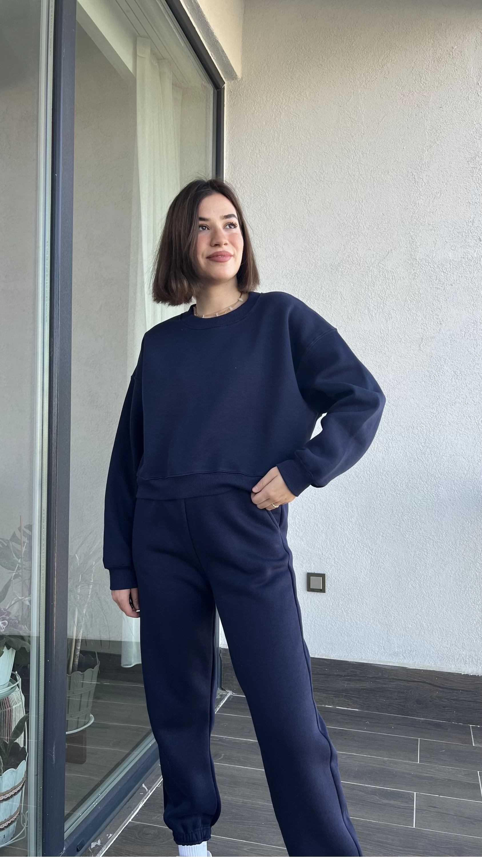Alanis Lacivert 3 İplik Şardonlu Takım