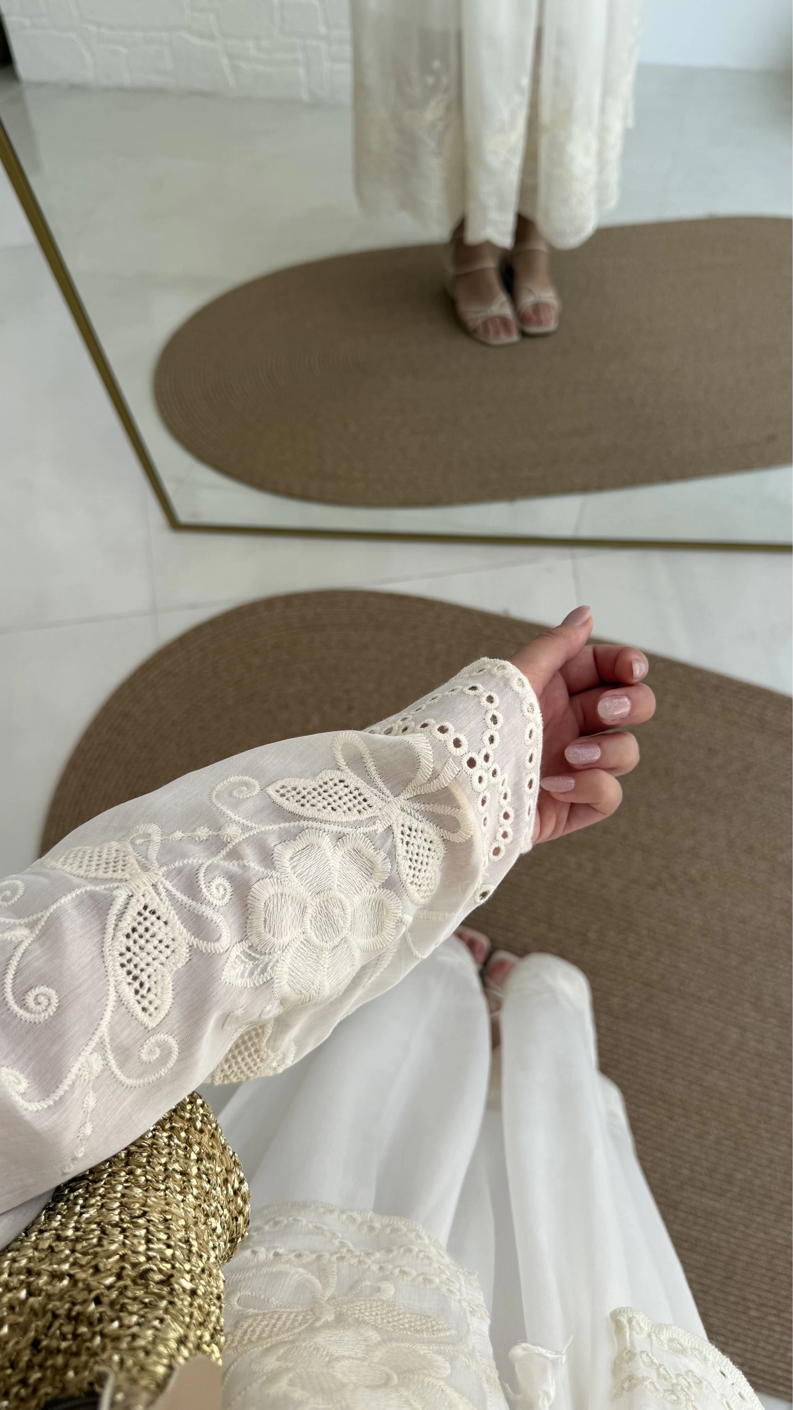 Bahar Çiçek İşlemeli Kimono Etek Takım - 8007