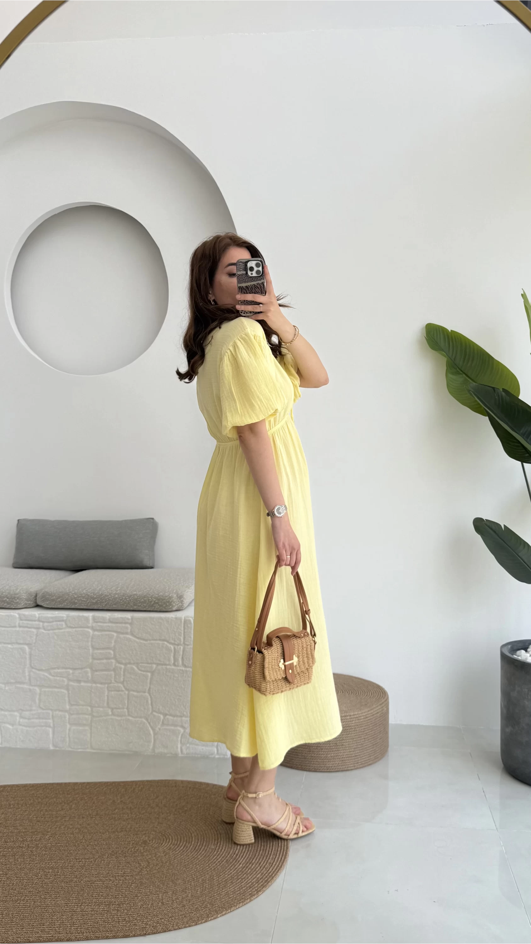 Becca Müslin Kumaş Elbise Sarı