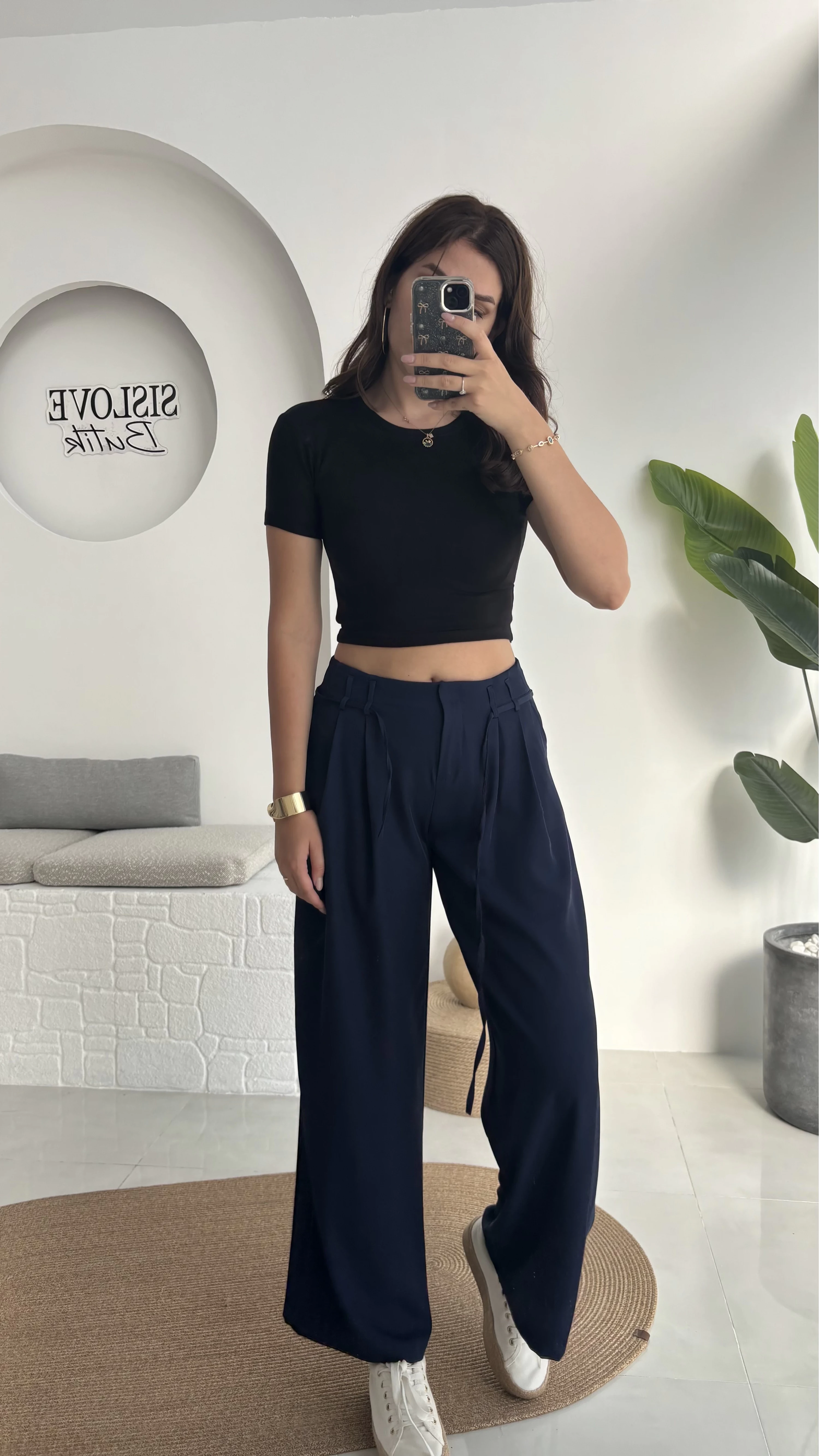 Beli İpli Pantolon - Lacivert - 4019