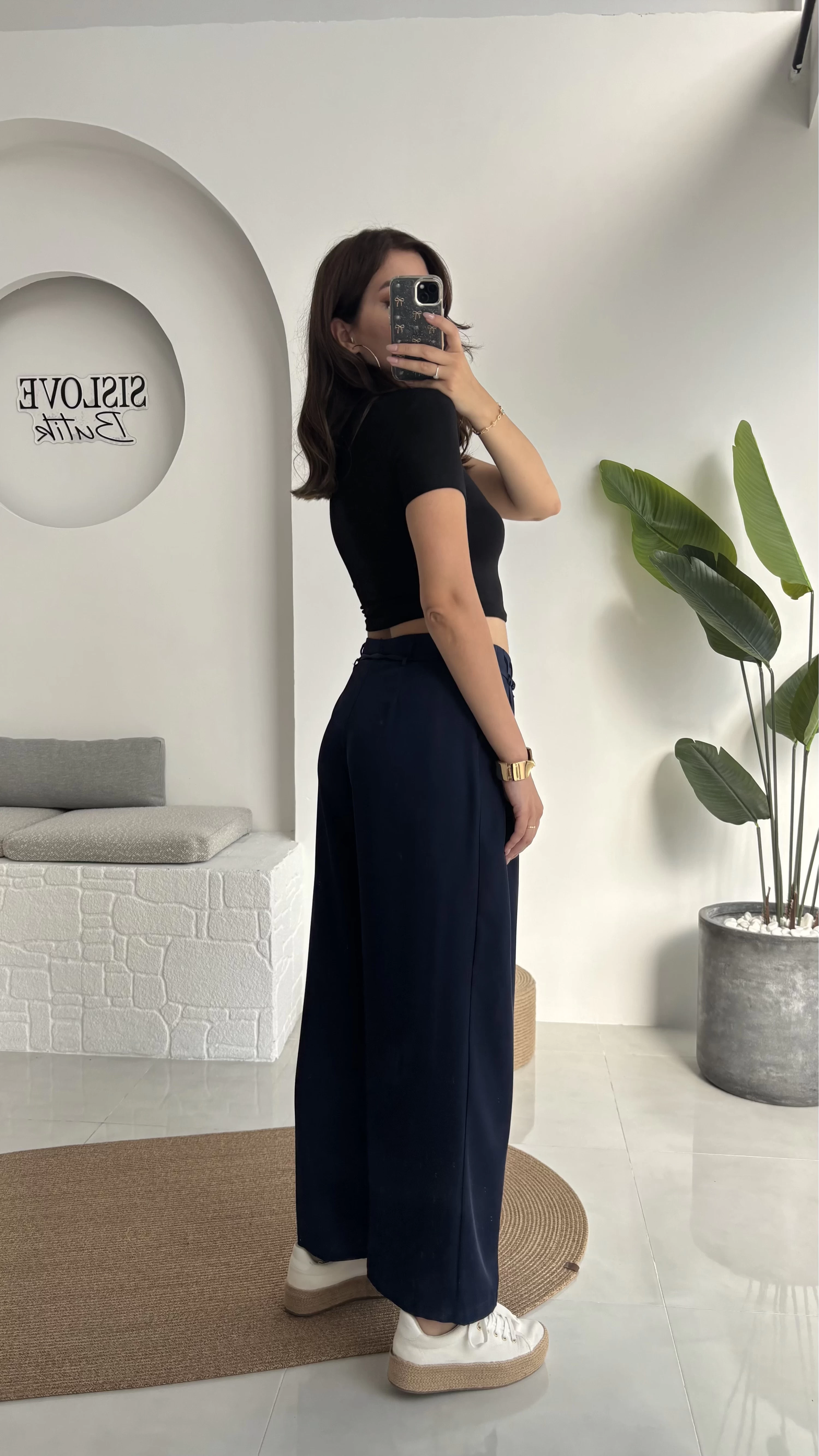 Beli İpli Pantolon - Lacivert - 4019
