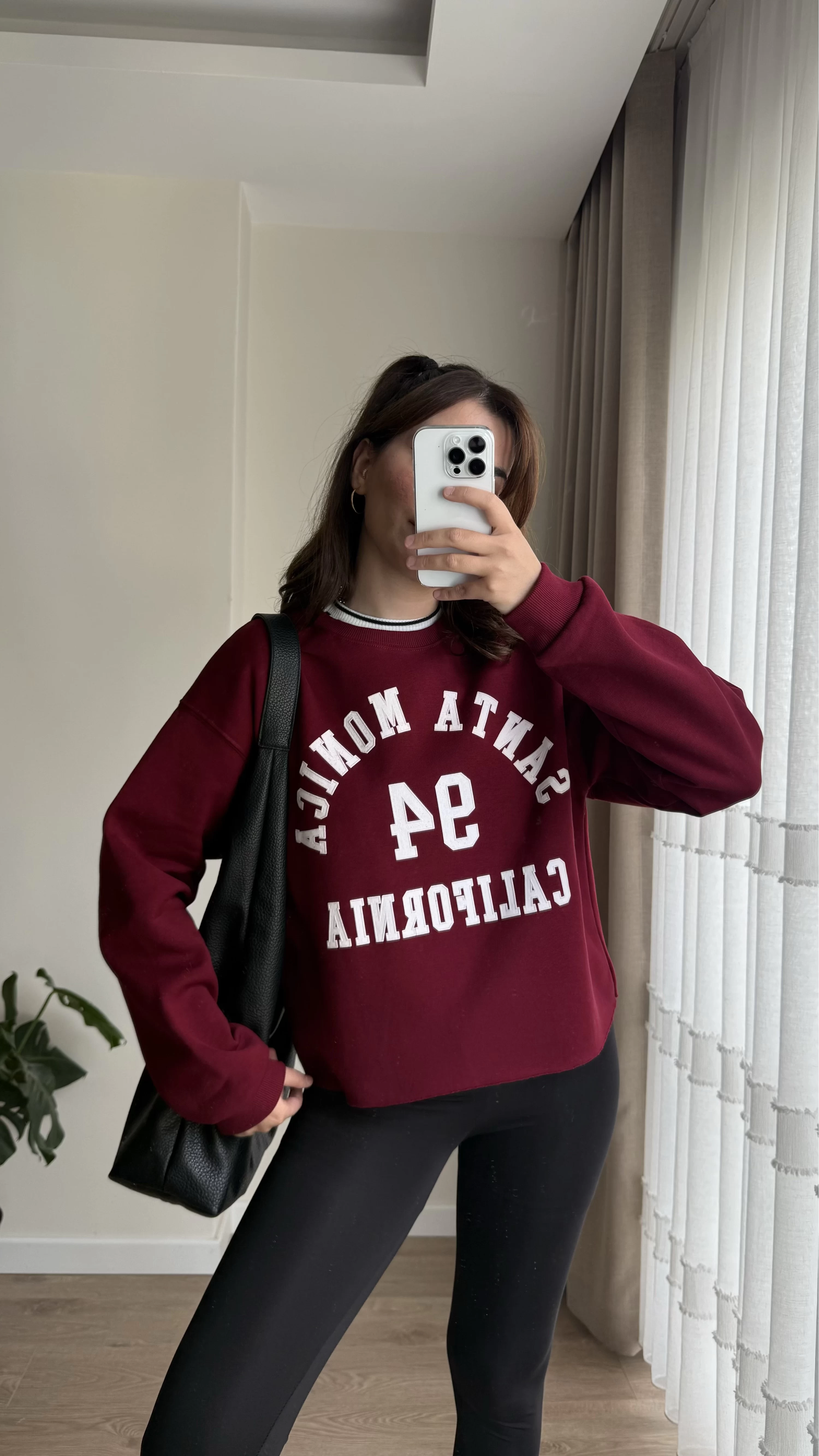 Bordo Baskılı Sweat