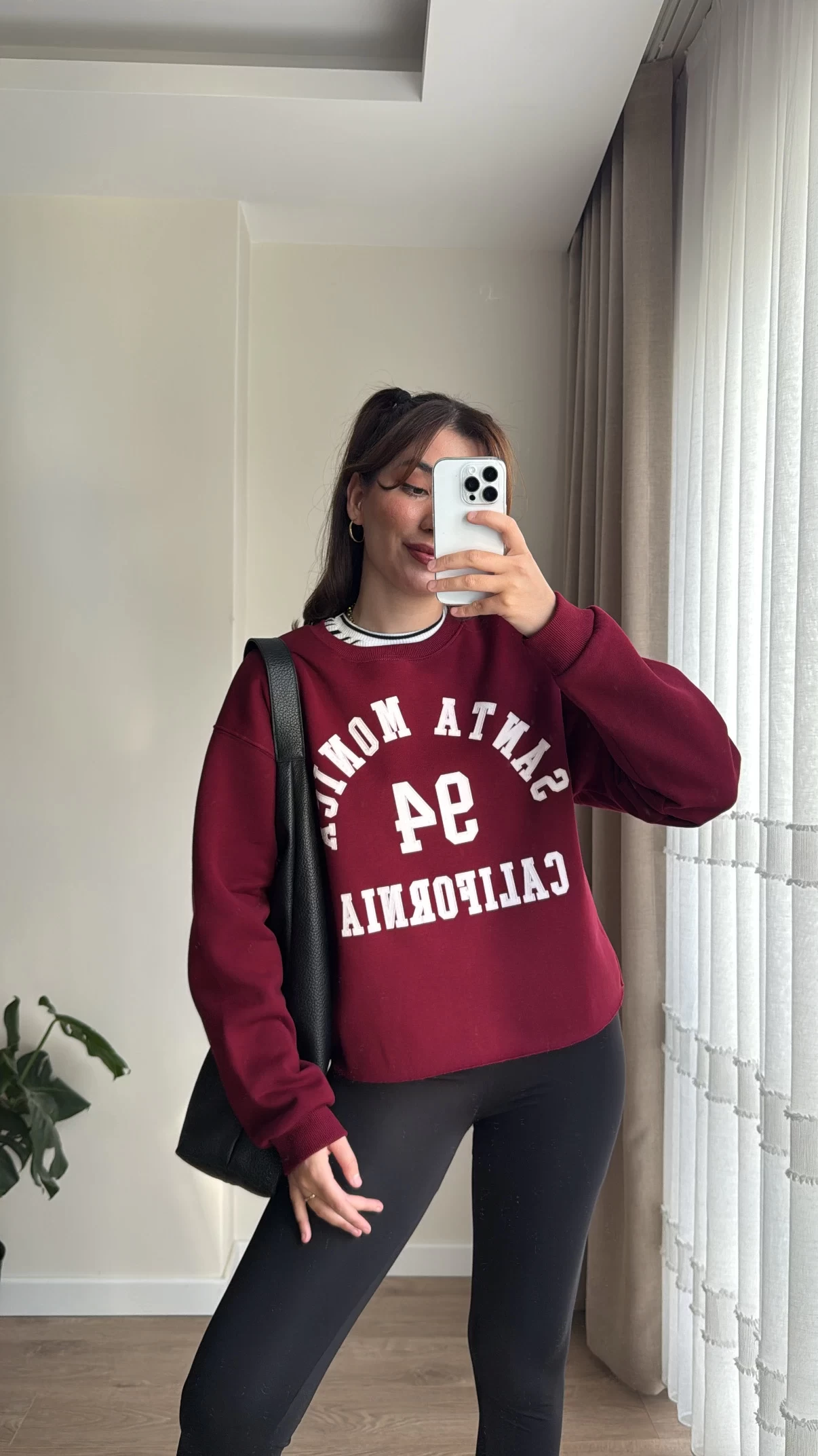 Bordo Baskılı Sweat