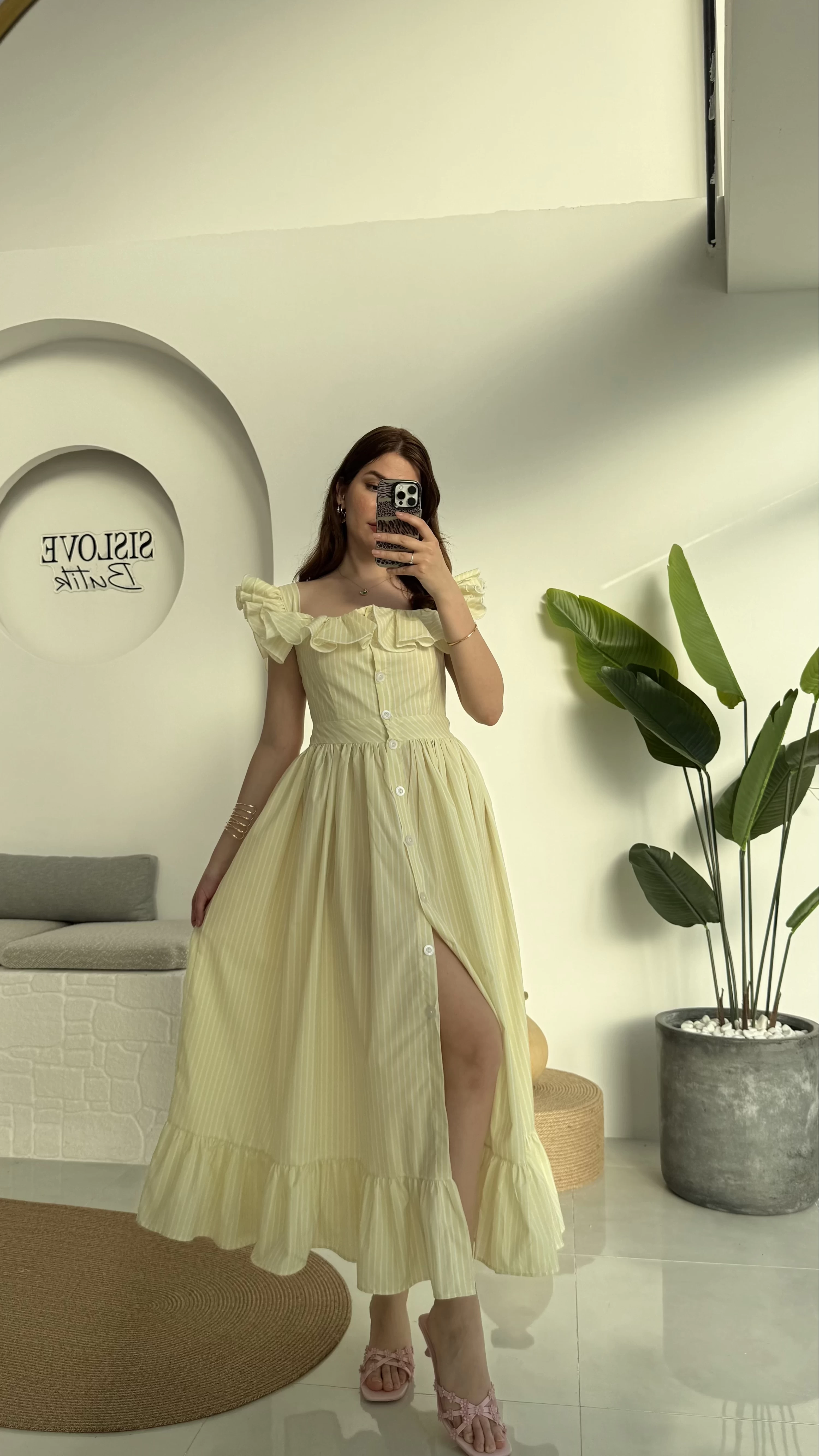 Bridgerton Lime Sarı Elbise