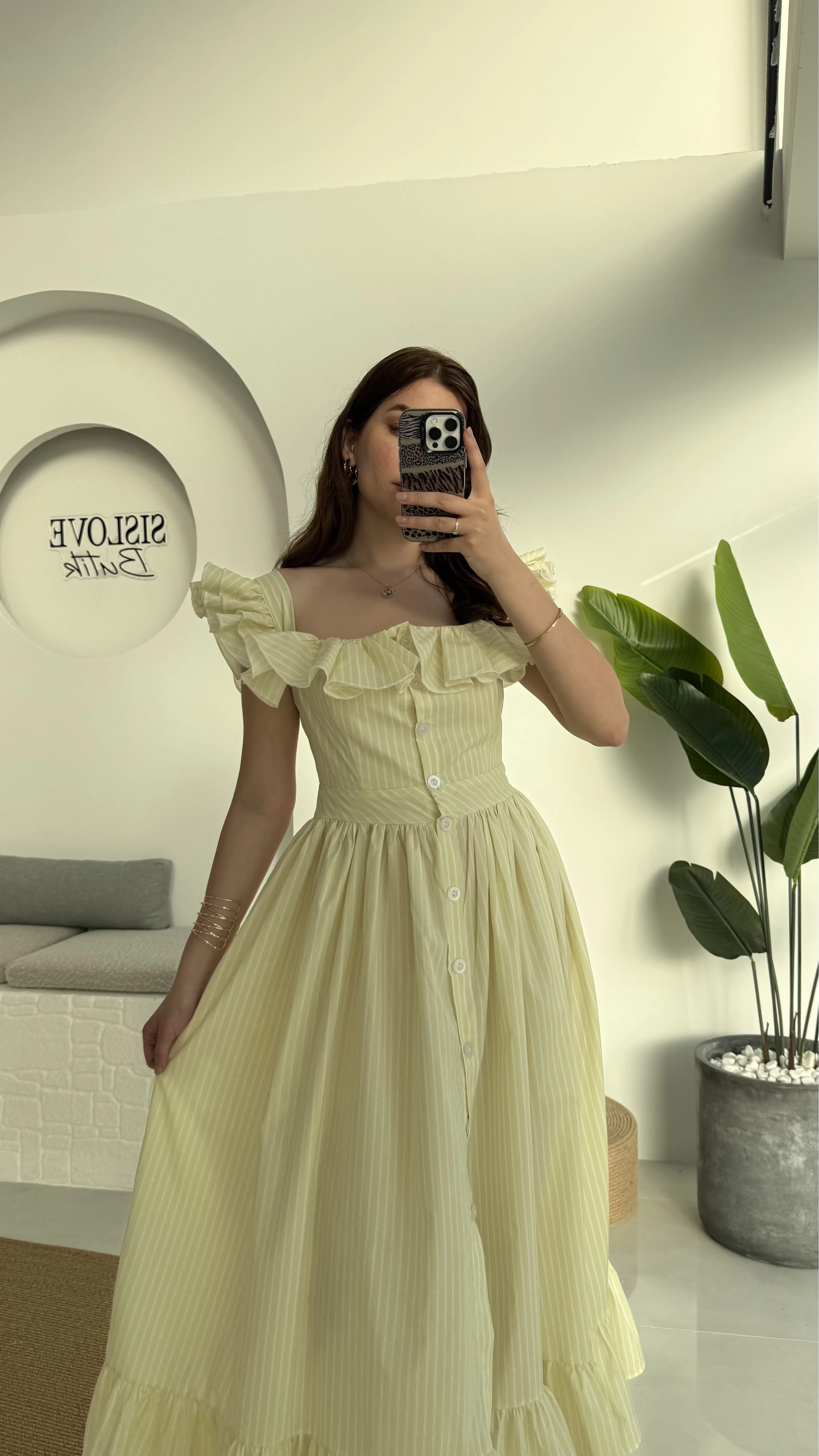 Bridgerton Lime Sarı Elbise