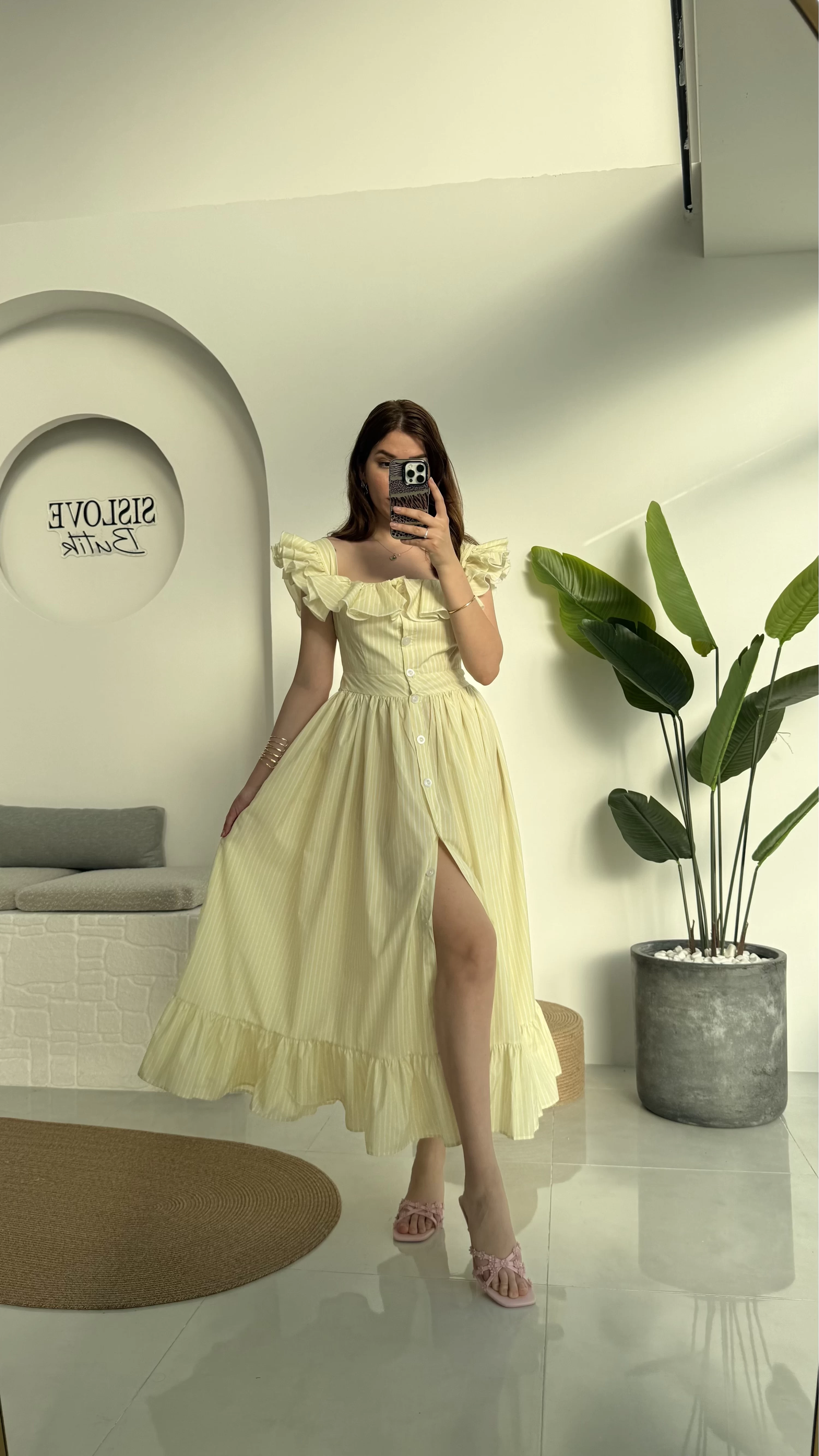Bridgerton Lime Sarı Elbise
