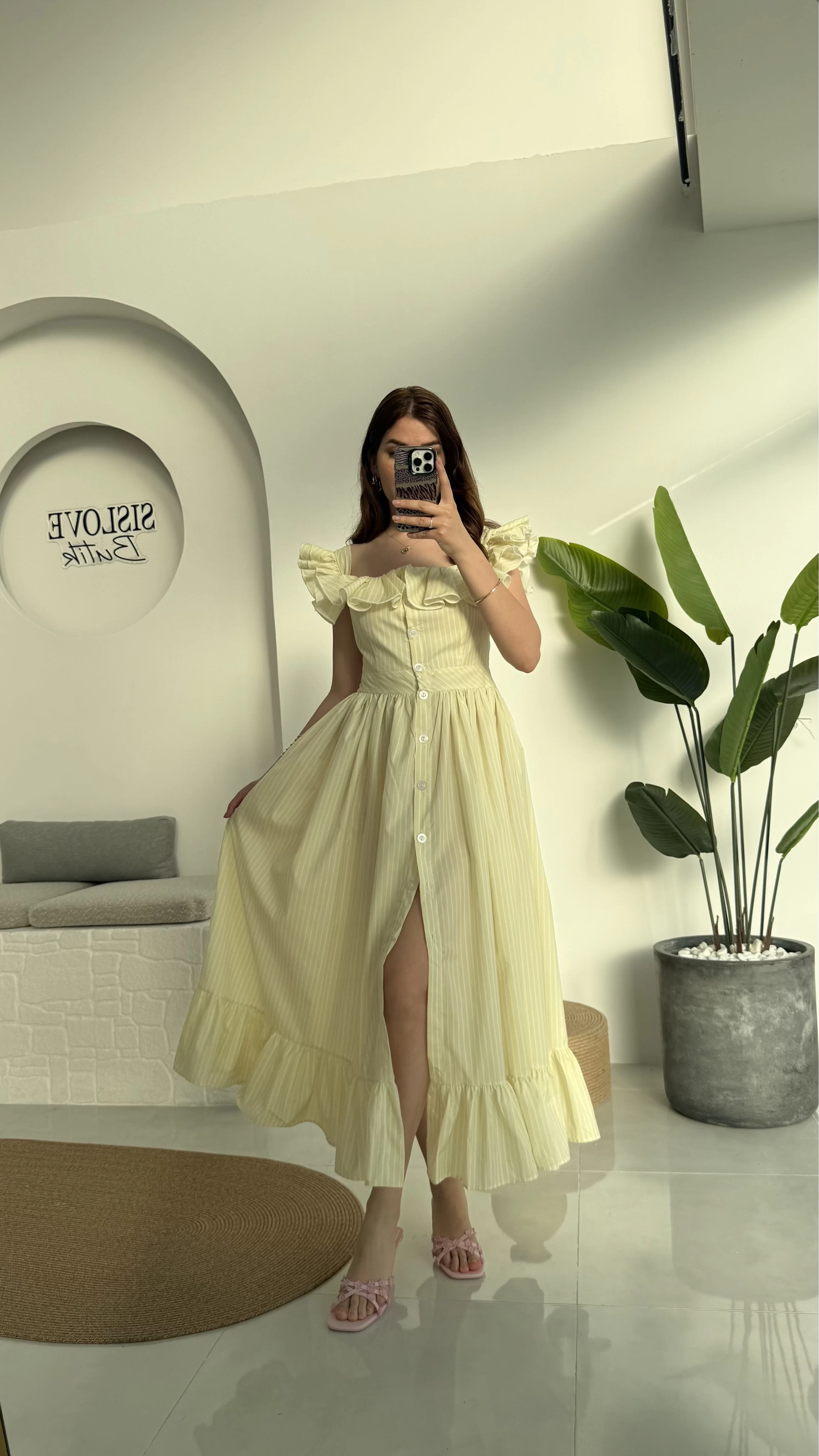 Bridgerton Lime Sarı Elbise