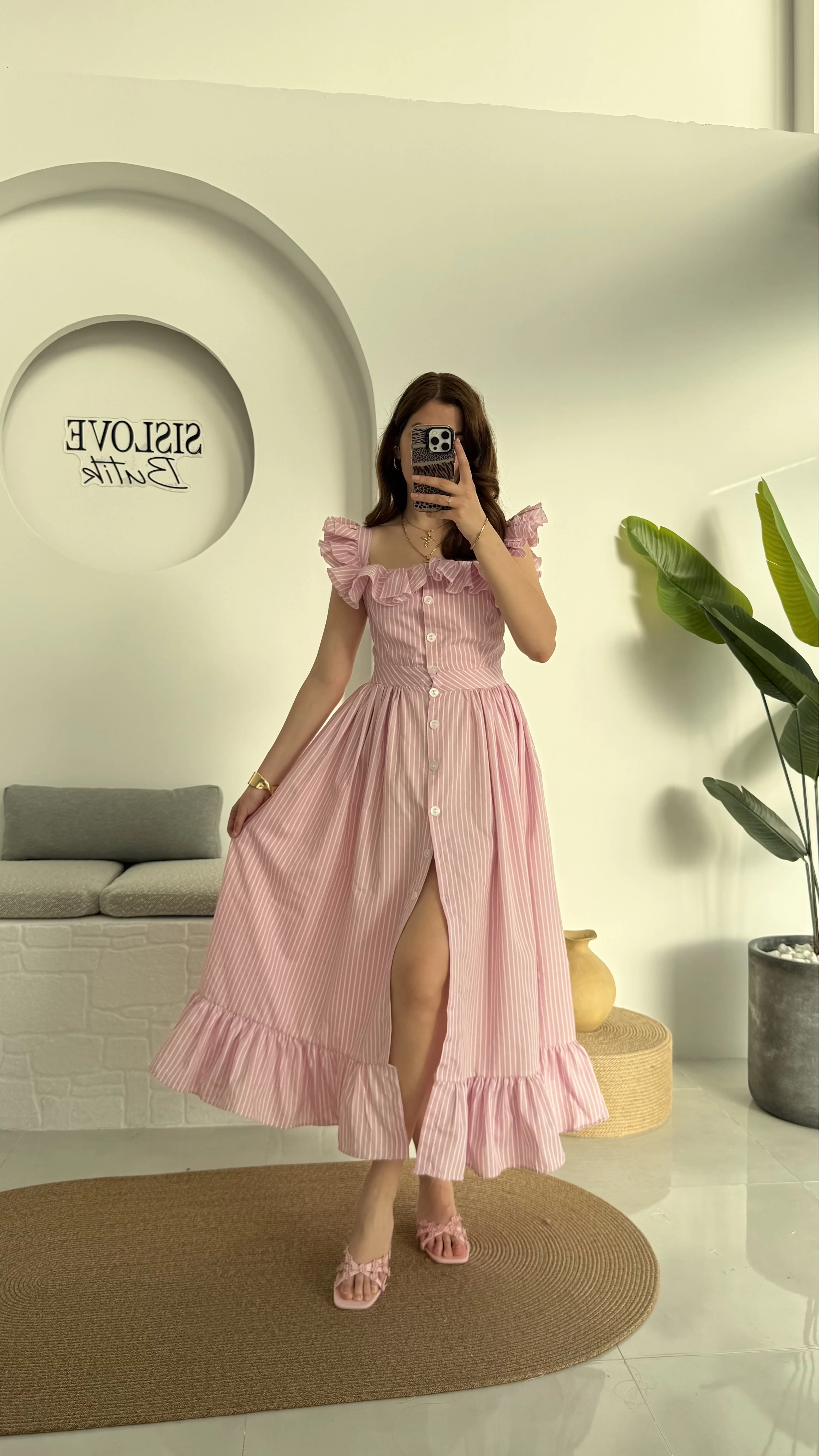 Bridgerton Pembe Elbise