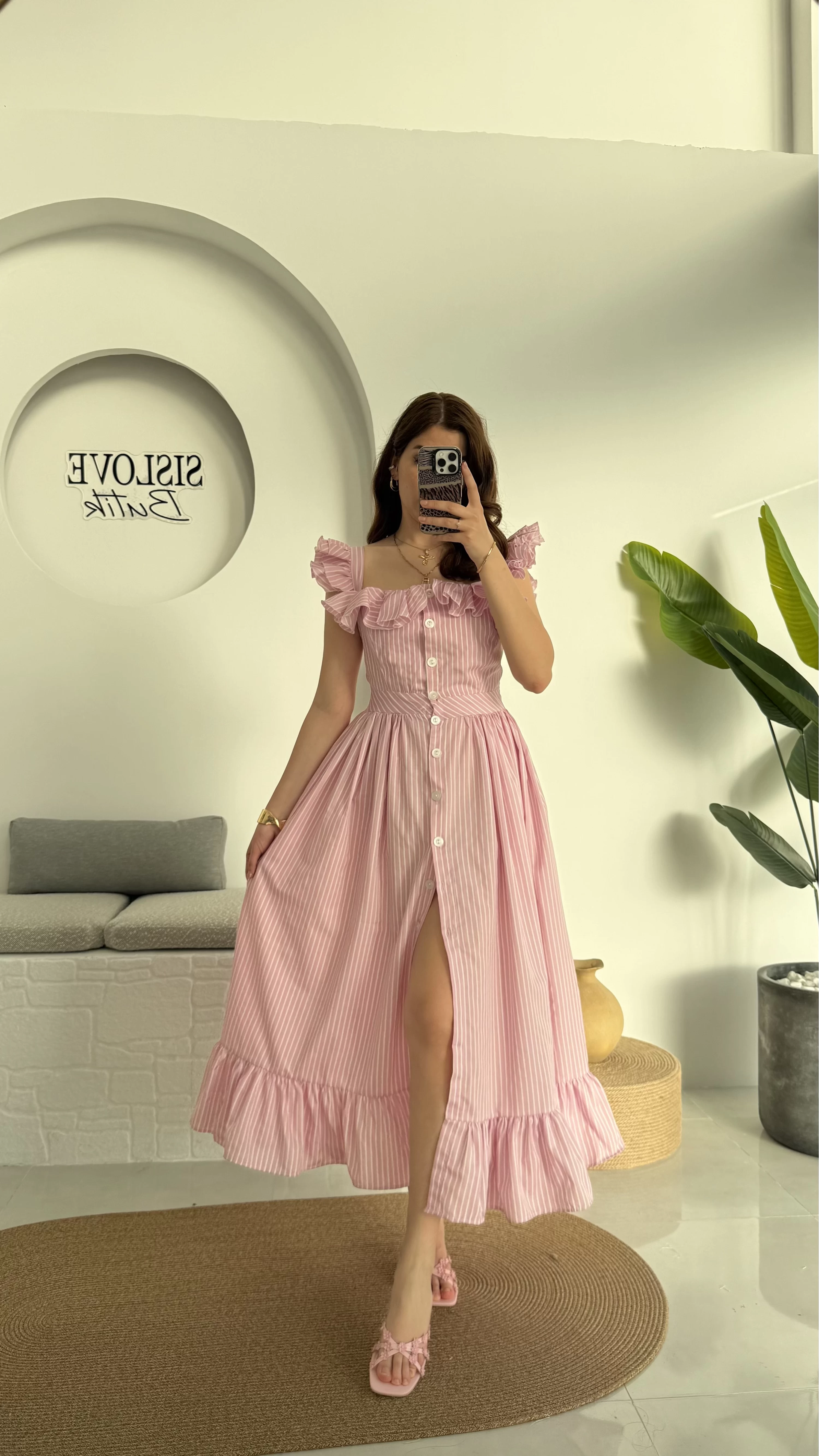 Bridgerton Pembe Elbise