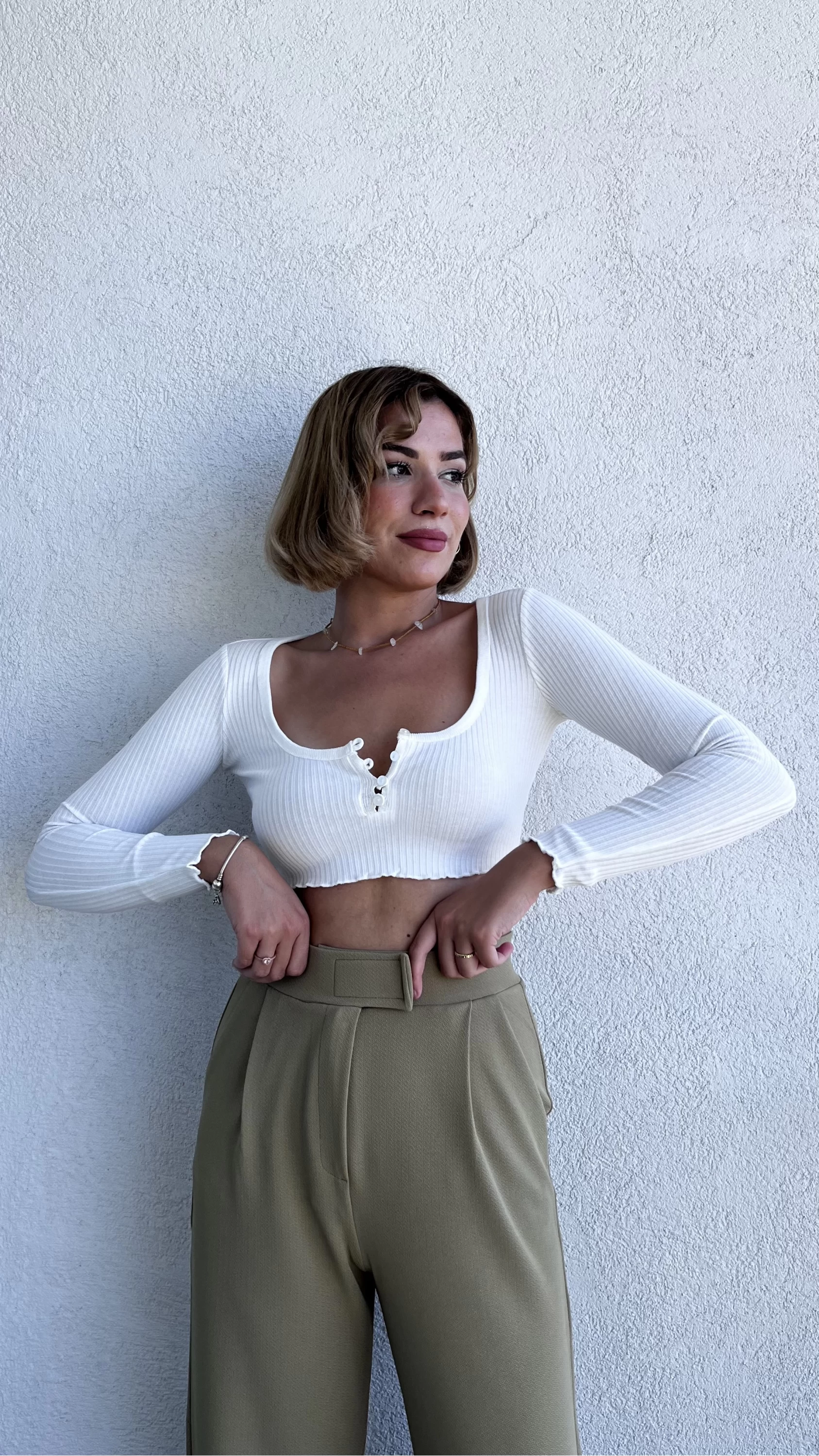 Brshka Crop Beyaz