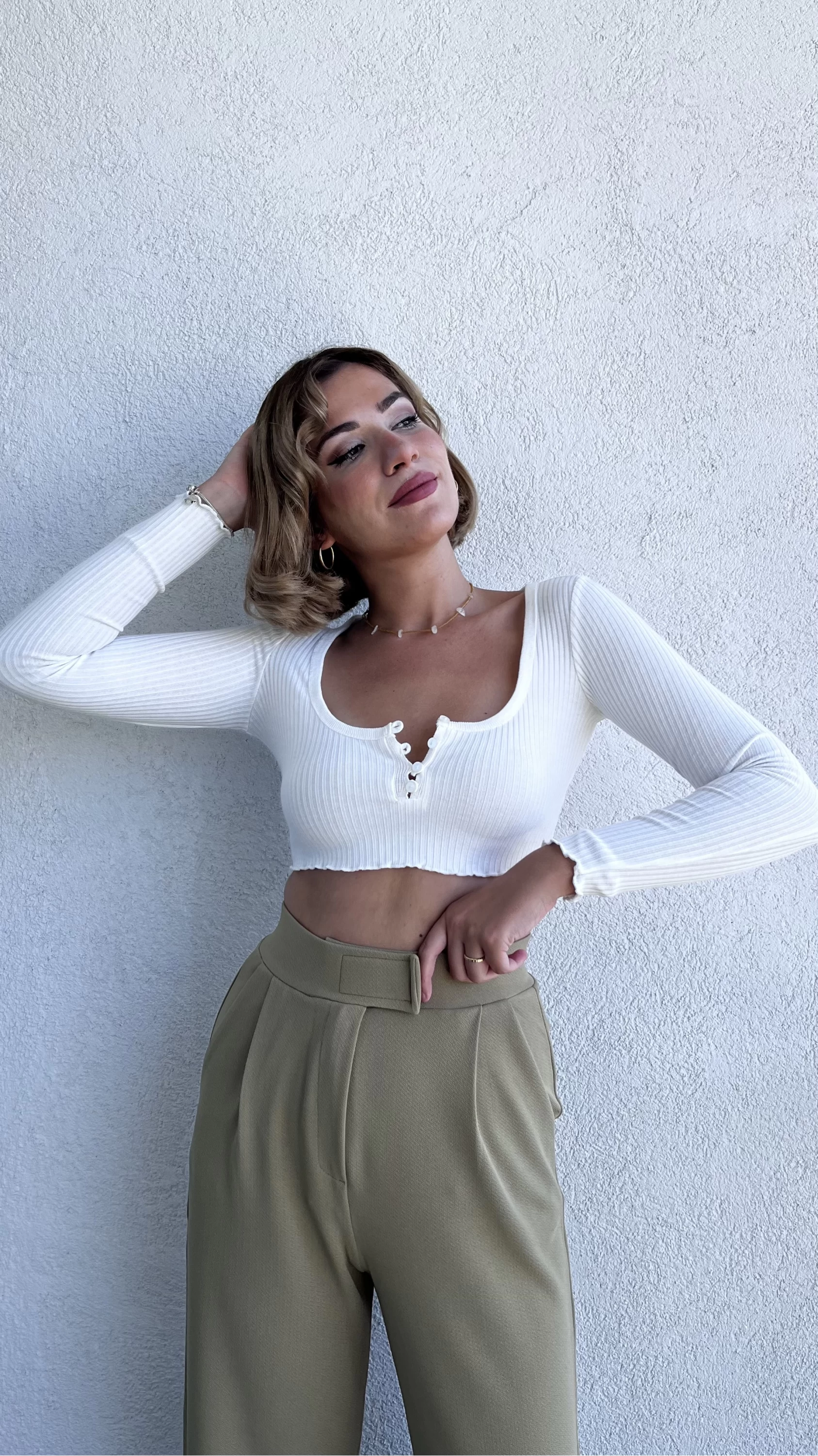 Brshka Crop Beyaz