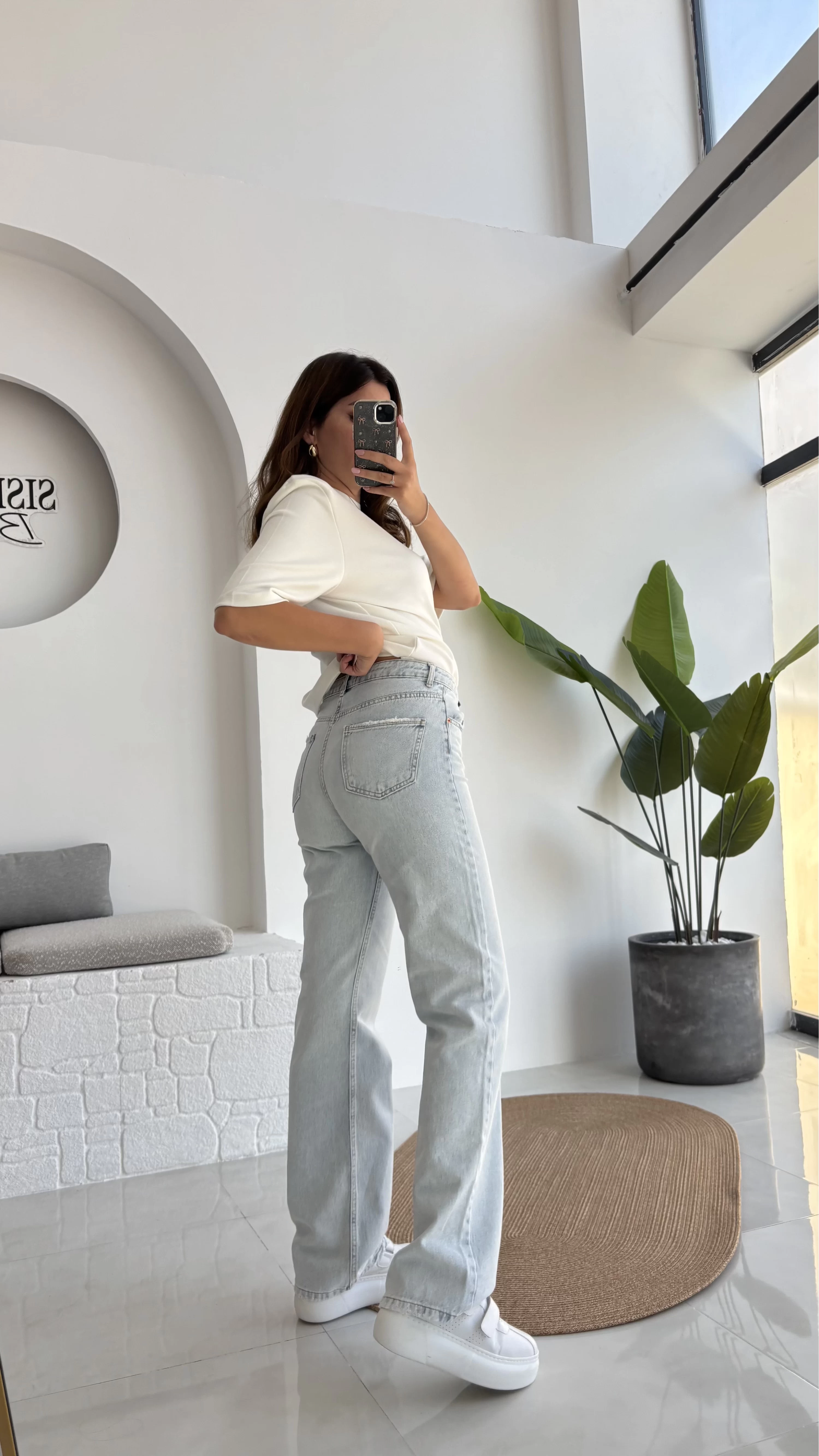 Buz Mavisi Yüksek Bel Denim Jean - Kod: 876