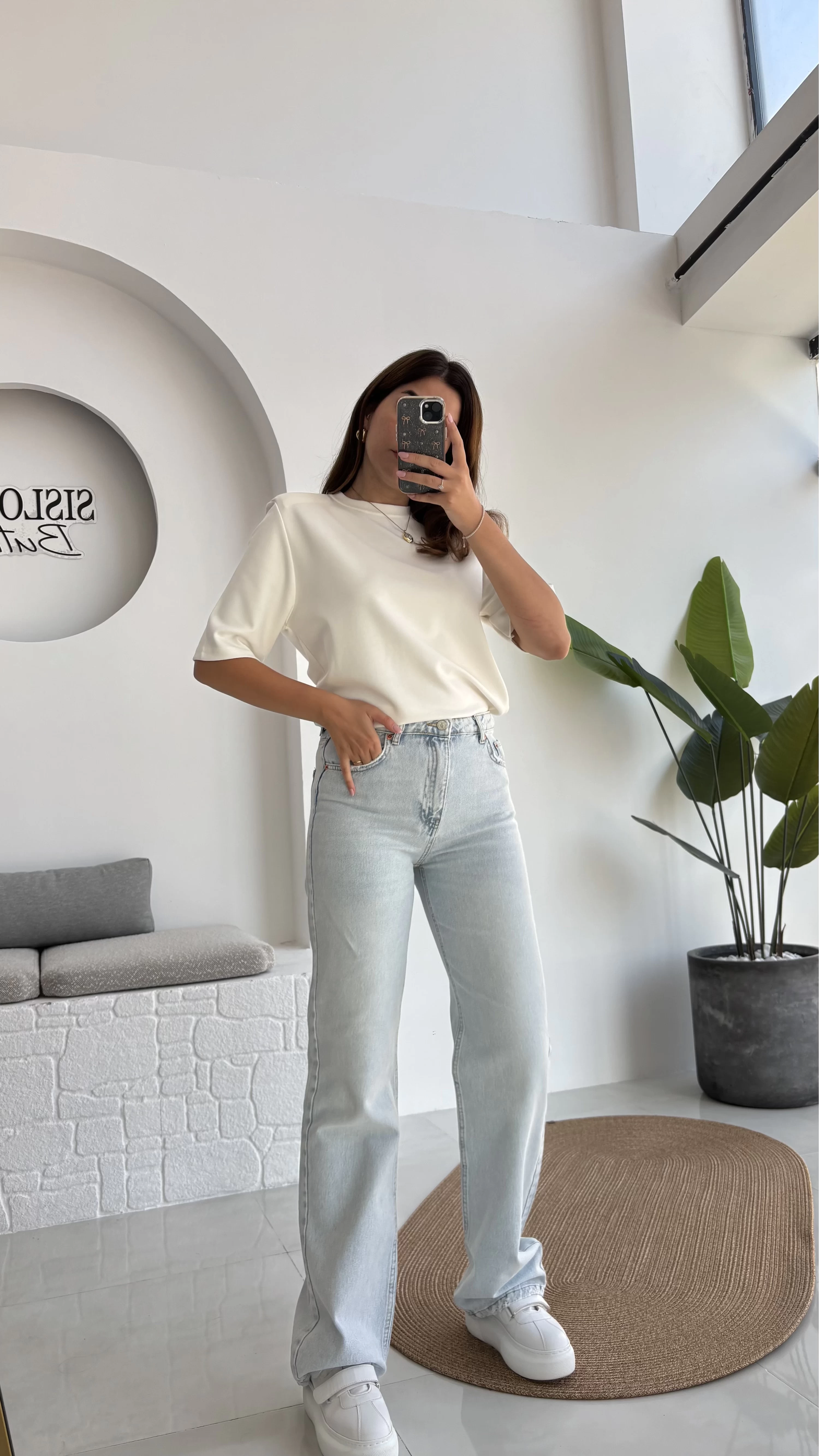 Buz Mavisi Yüksek Bel Denim Jean - Kod: 876