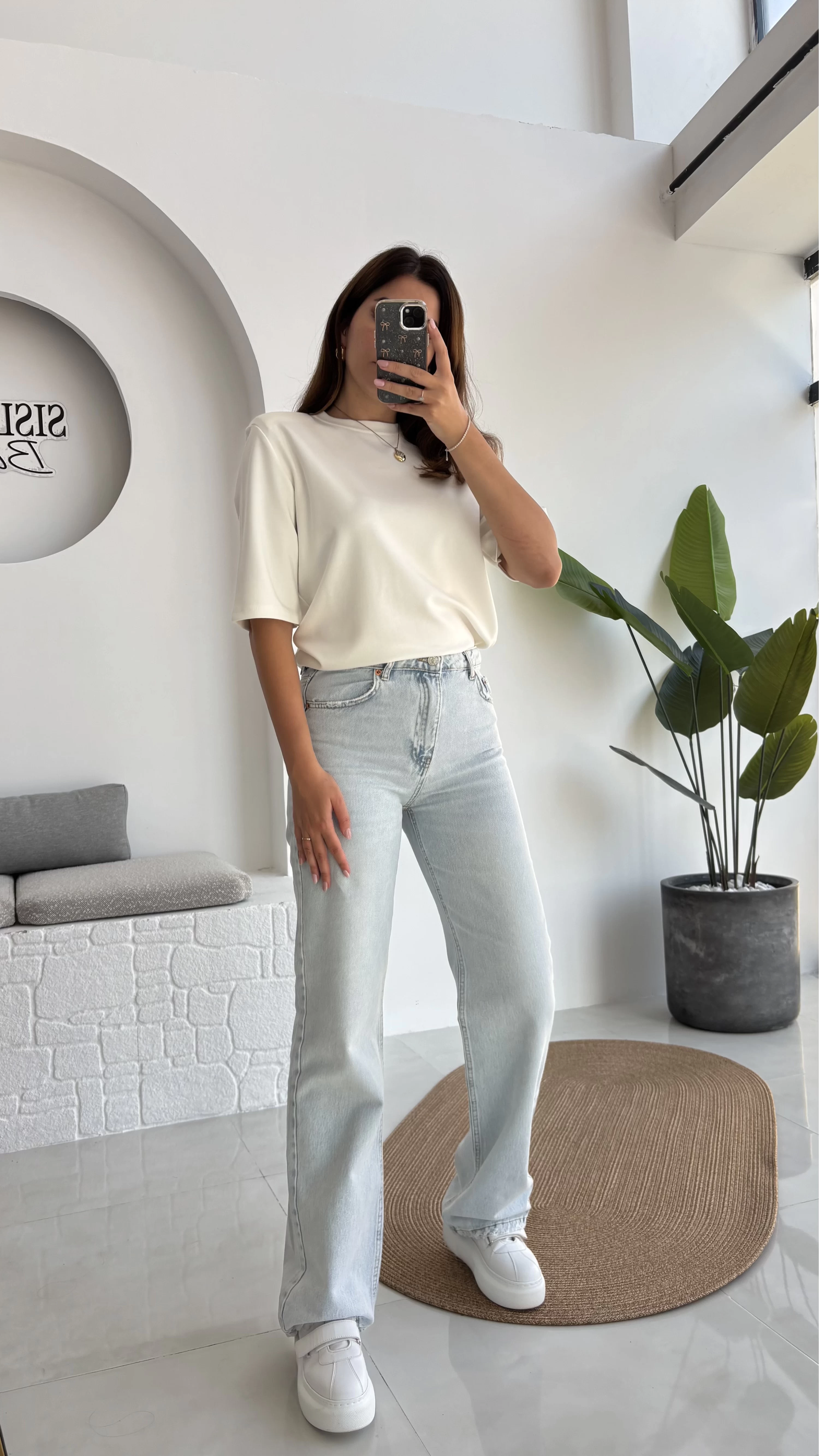 Buz Mavisi Yüksek Bel Denim Jean - Kod: 876