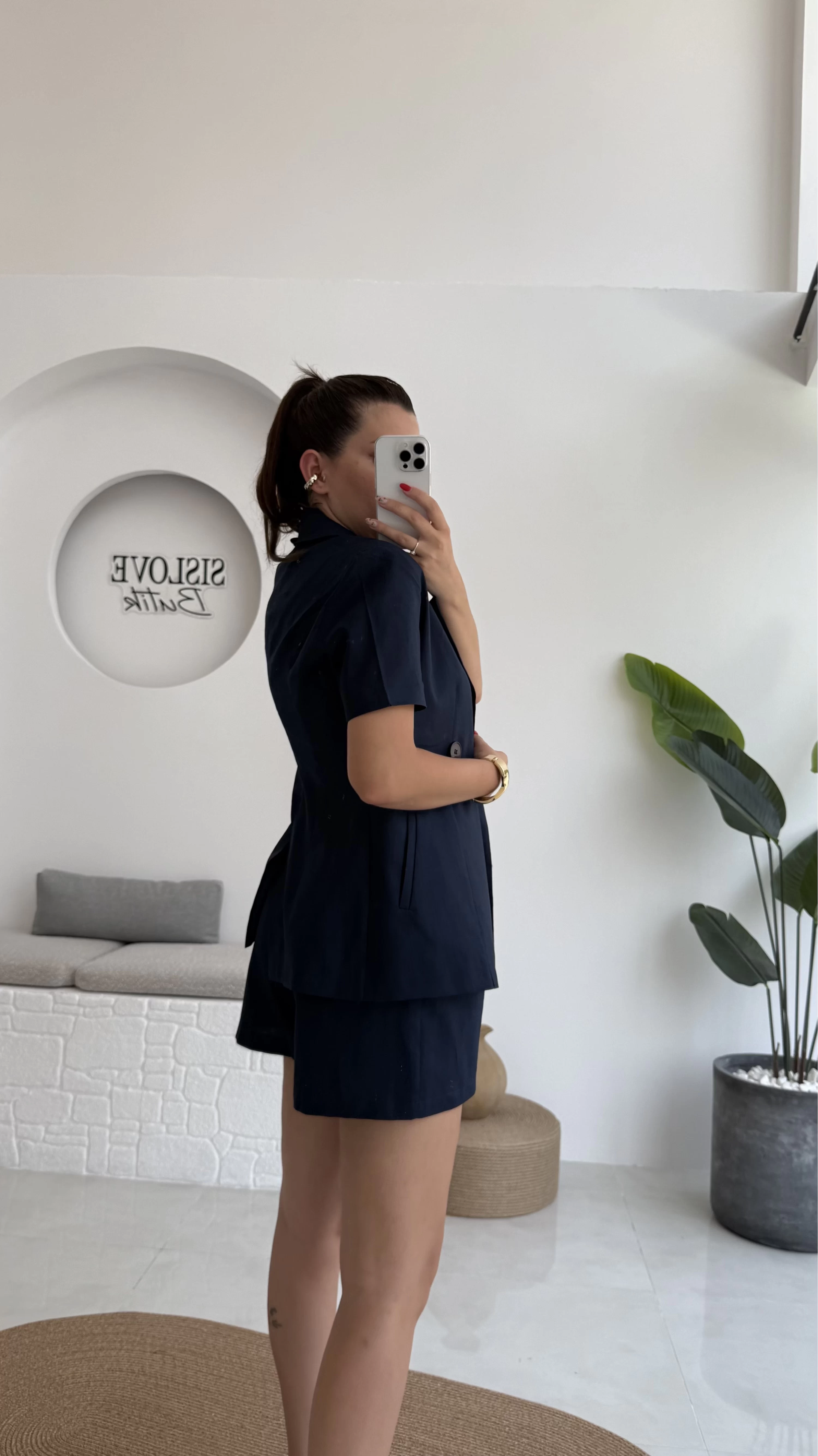 Carmilla Yarım Kol Blazer Ceket Şort Takım - Lacivert - 0459