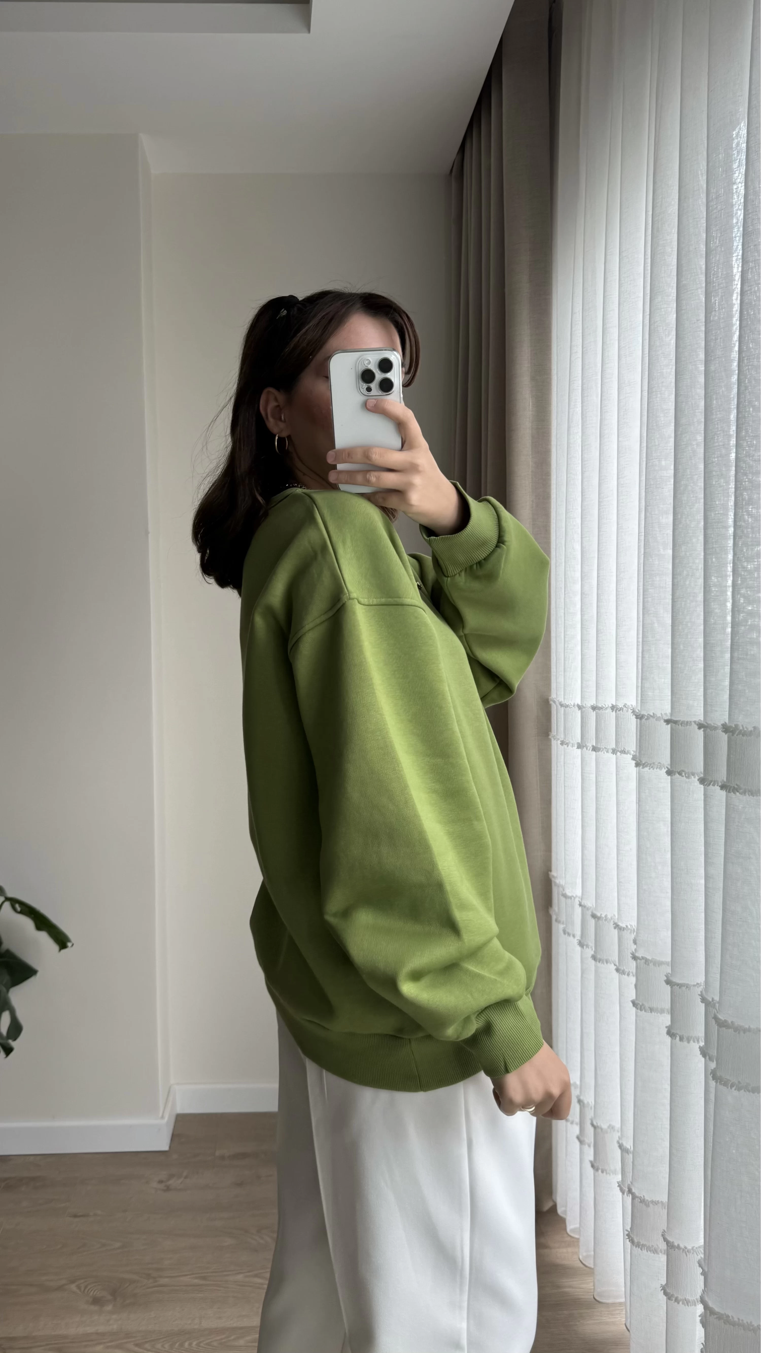 Chloé Oversize Kalın Sweatshirt Uzun Yeşil