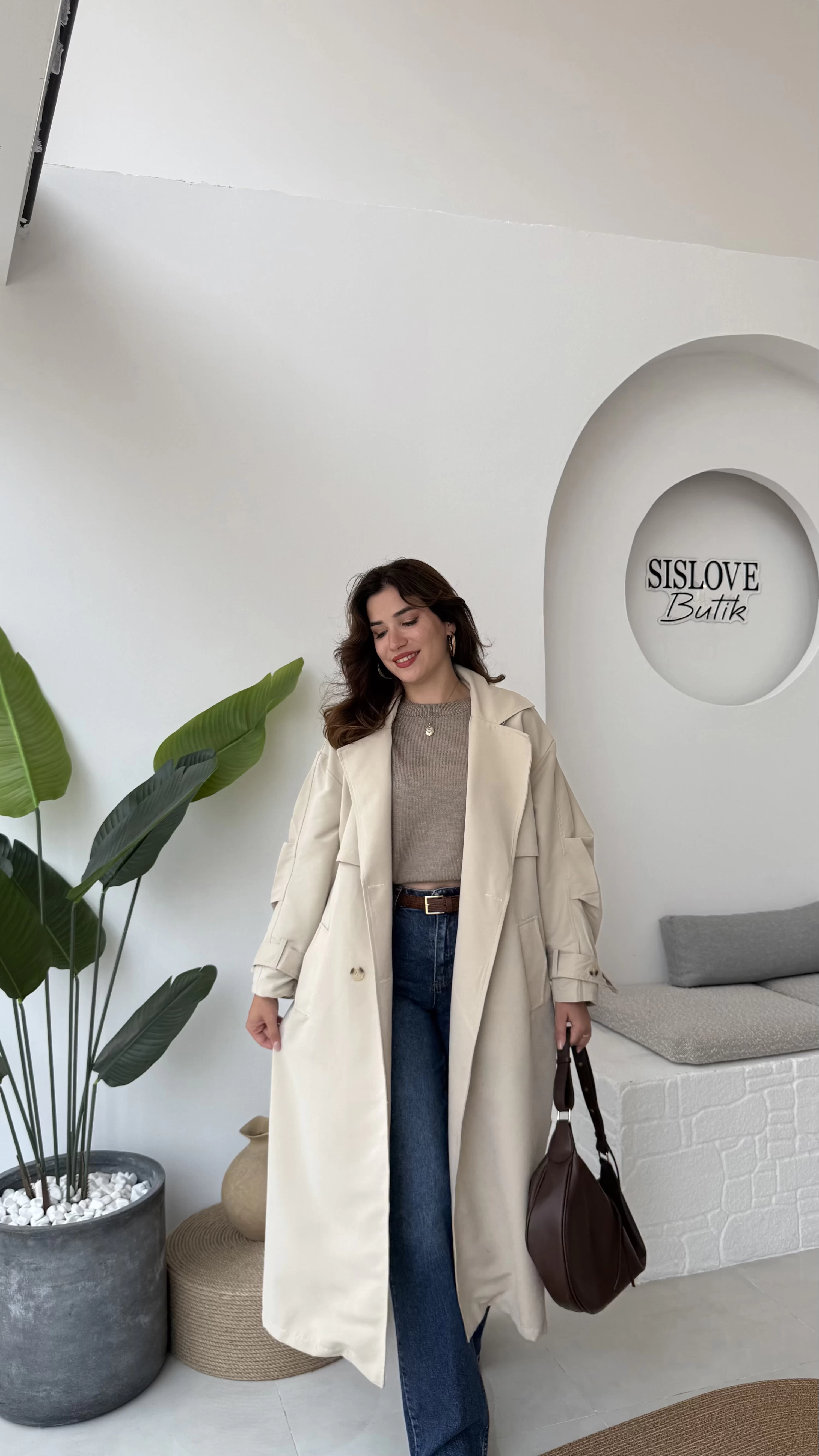 Cool Kuşaklı Cepli Trençkot Açık Taş Kod: 9419
