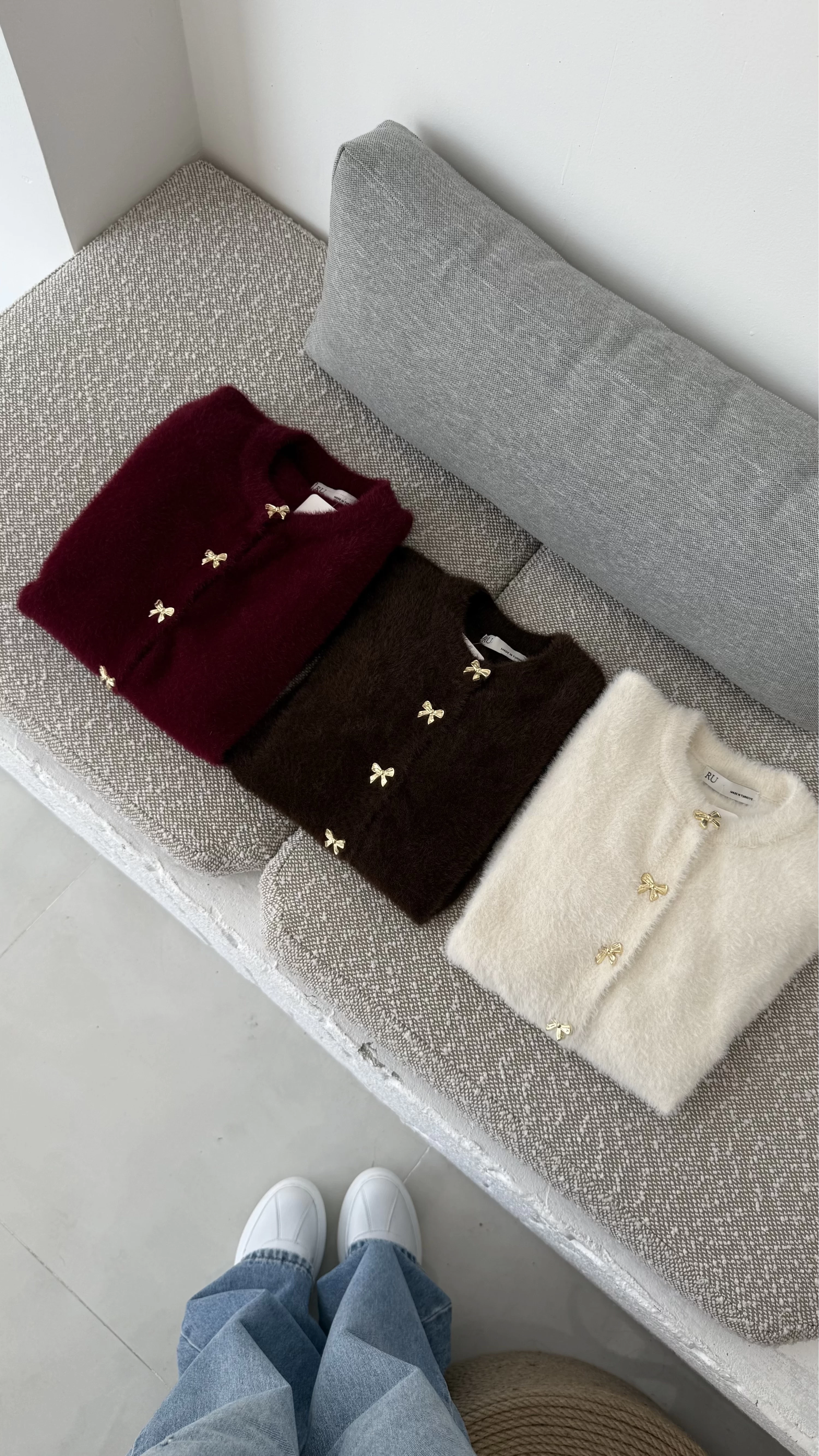 Coquette Kurdele Düğmeli Hırka - Bordo - 25033