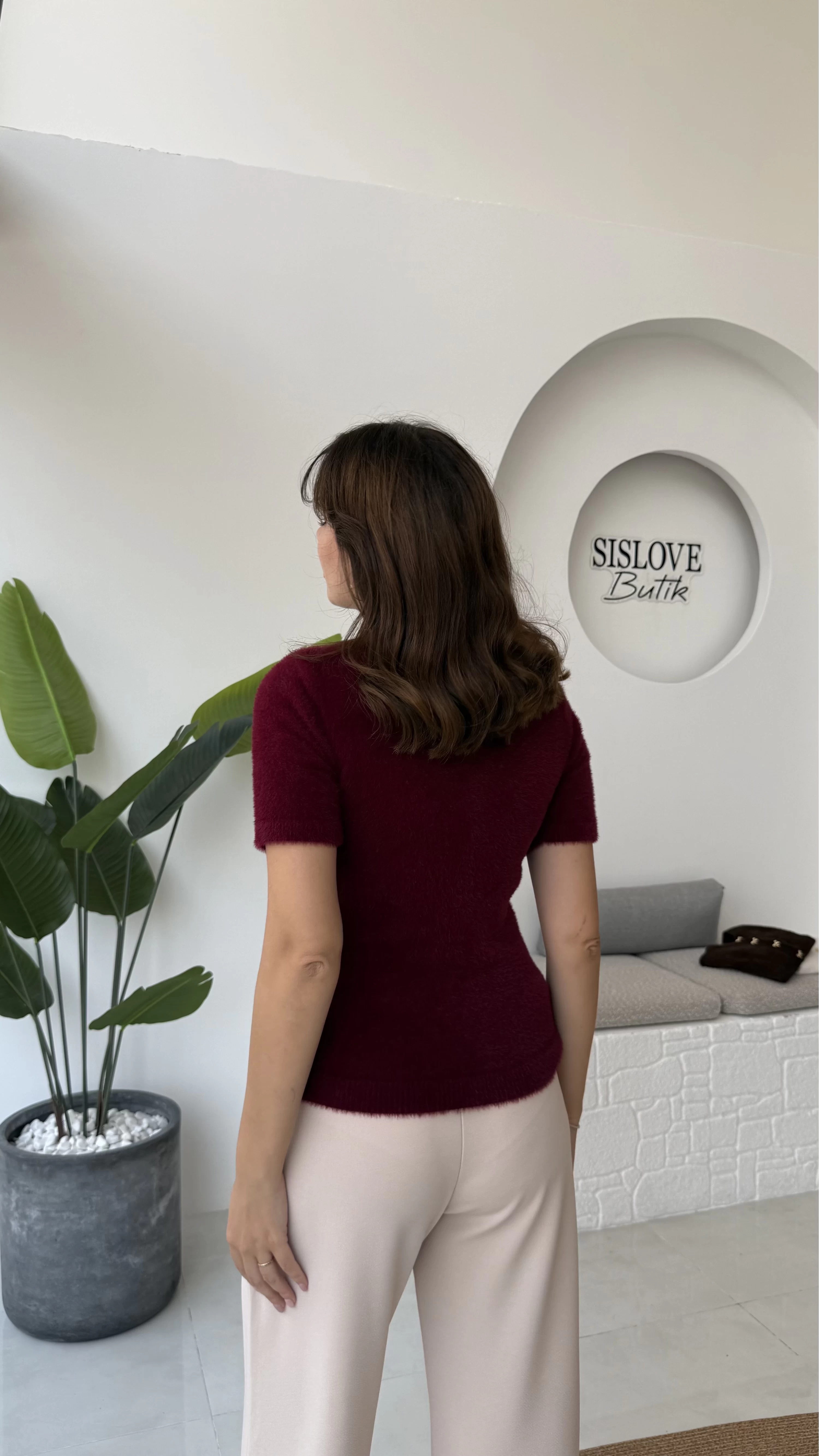 Coquette Kurdele Düğmeli Hırka - Bordo - 25033