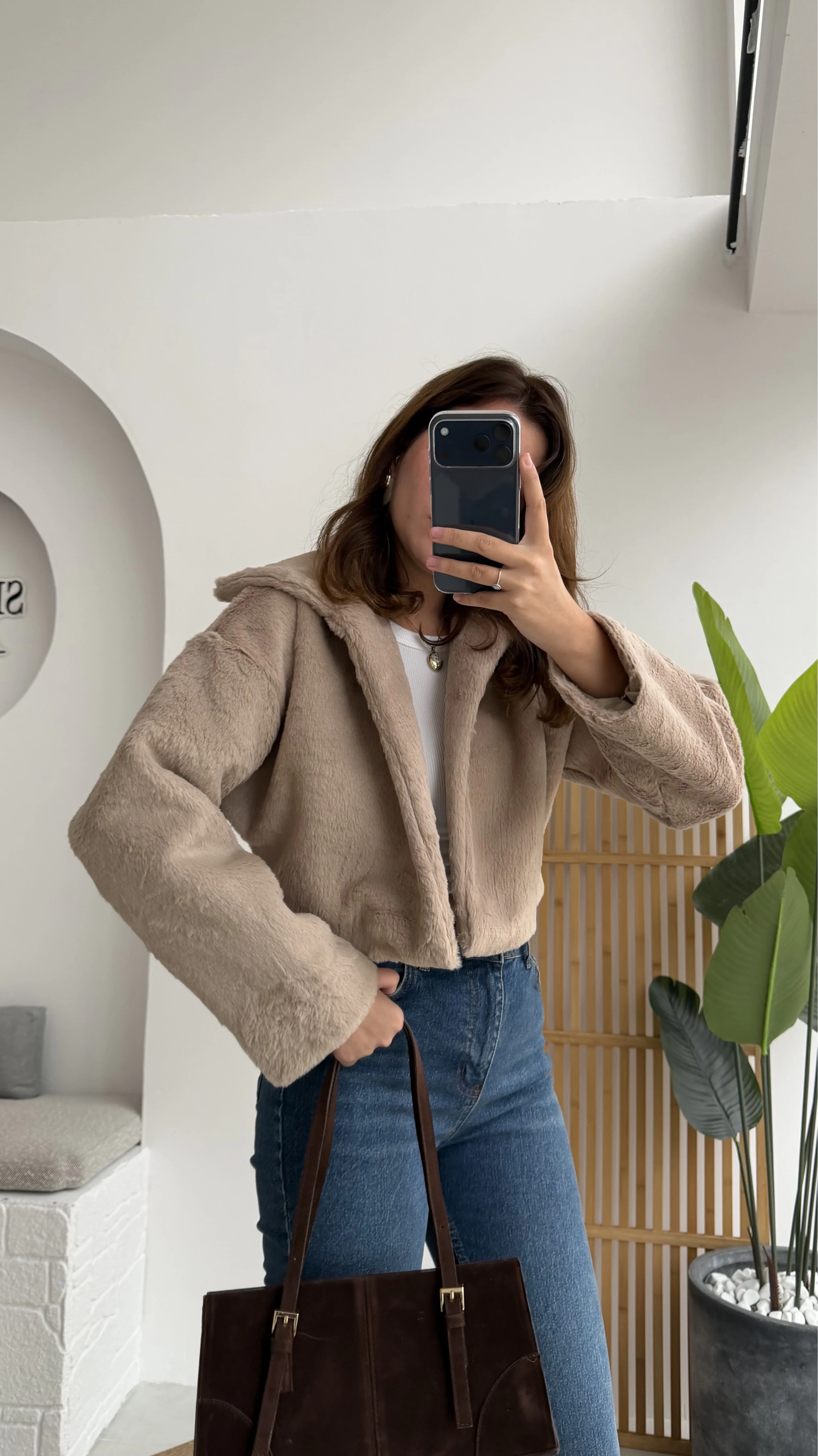 Crema Crop Kürk Mont Taş Kod - Kod: 9620