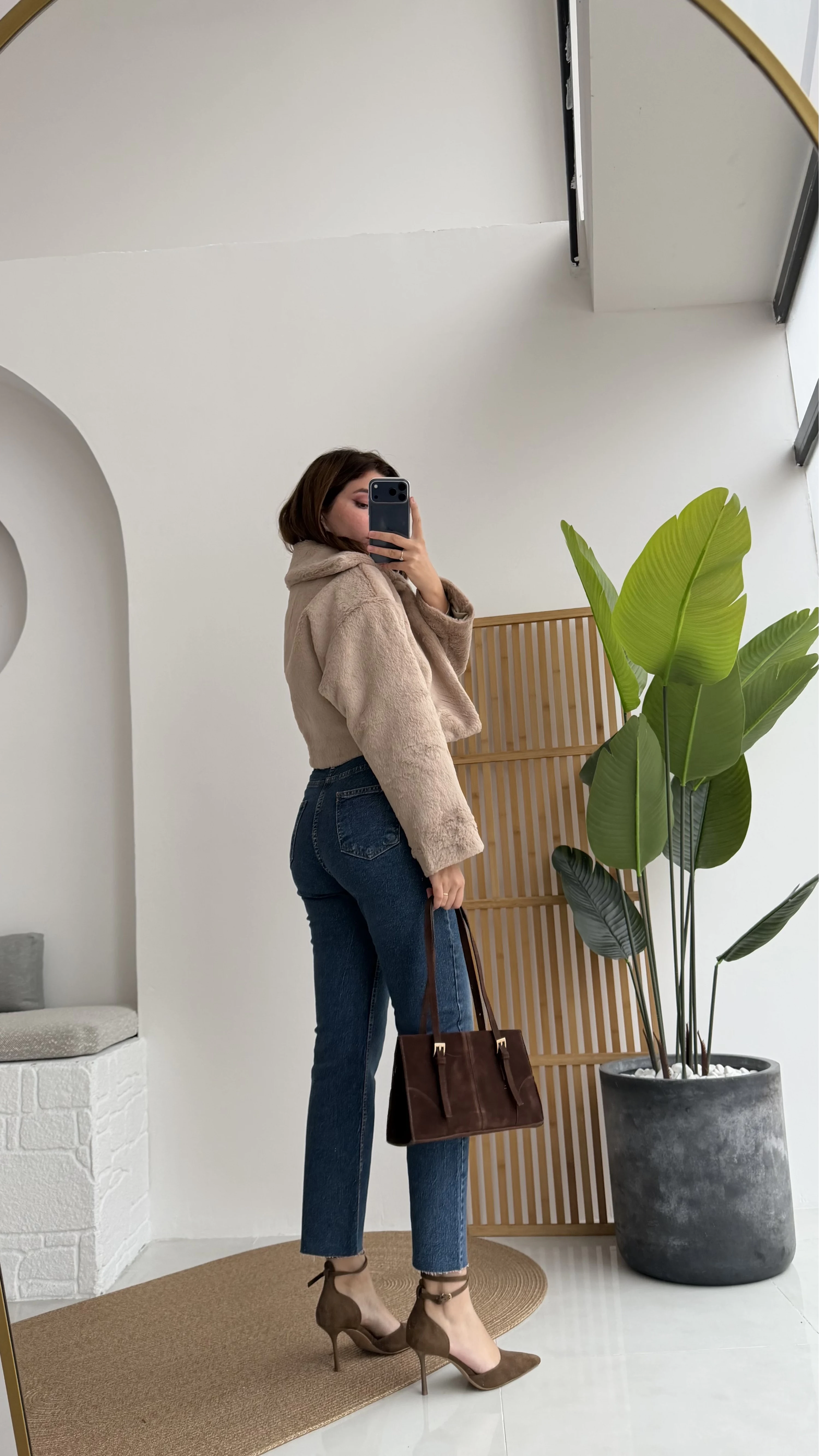 Crema Crop Kürk Mont Taş Kod - Kod: 9620