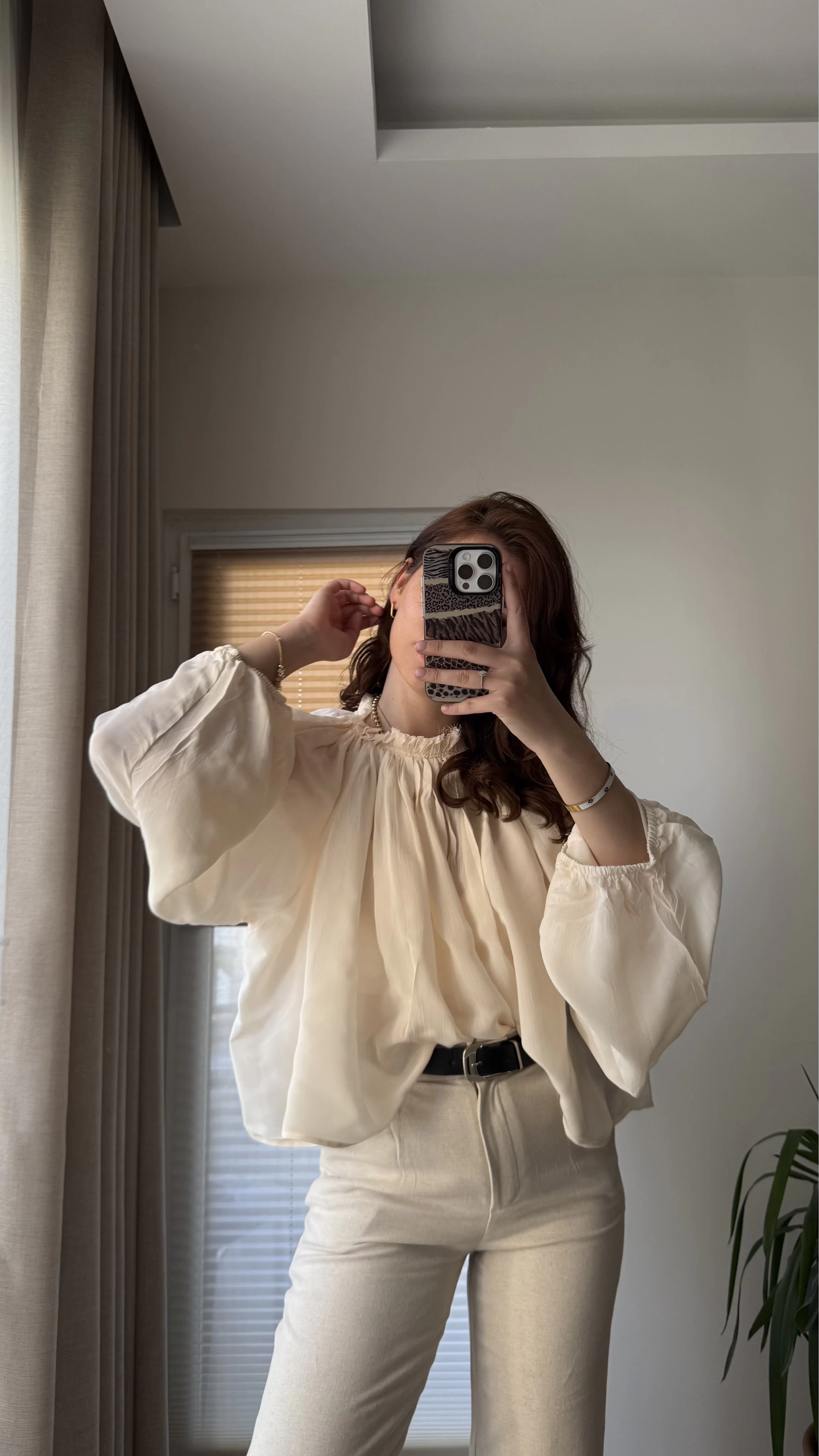 Crema Tül Bluz Krem