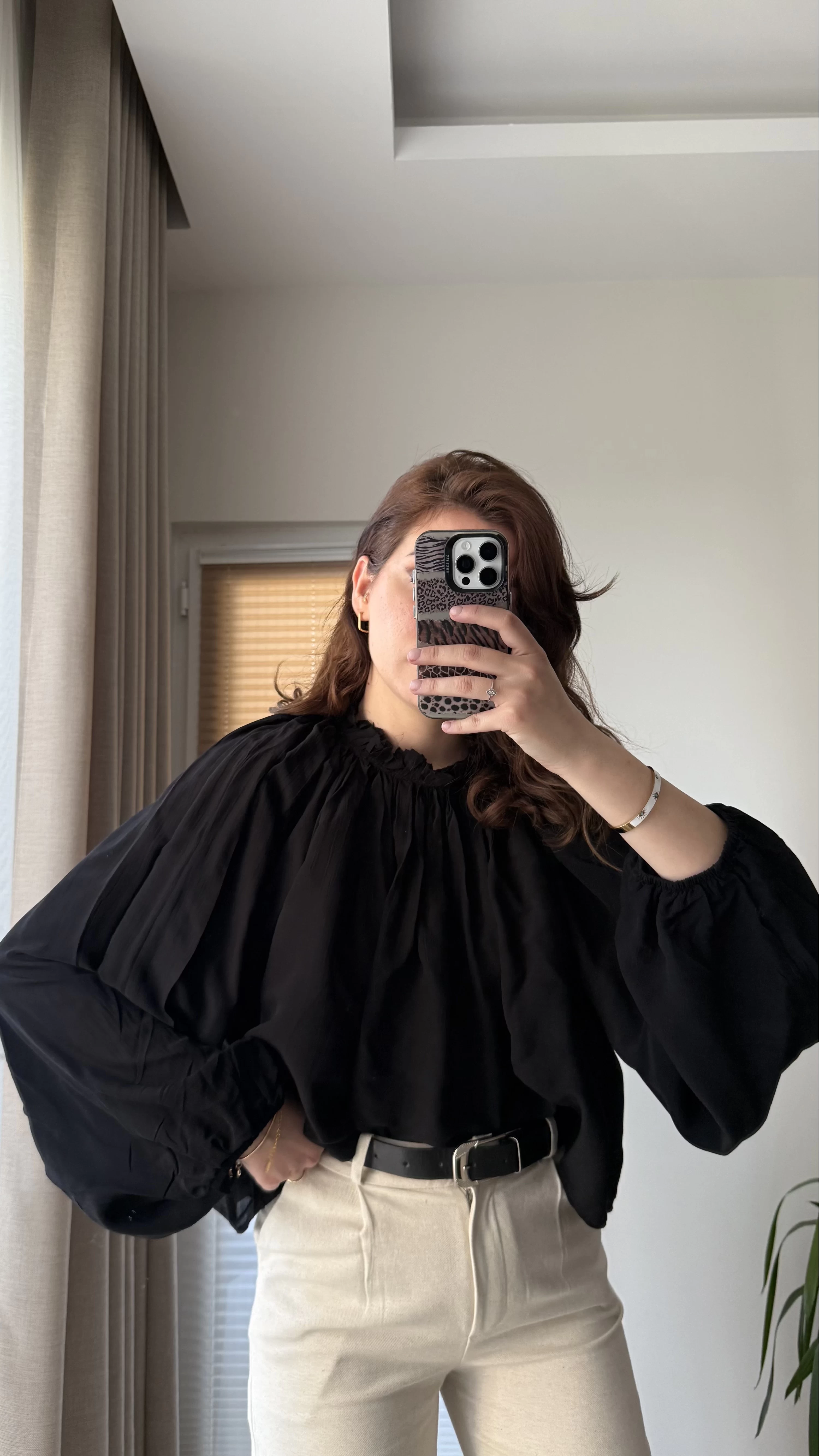 Crema Tül Bluz Siyah